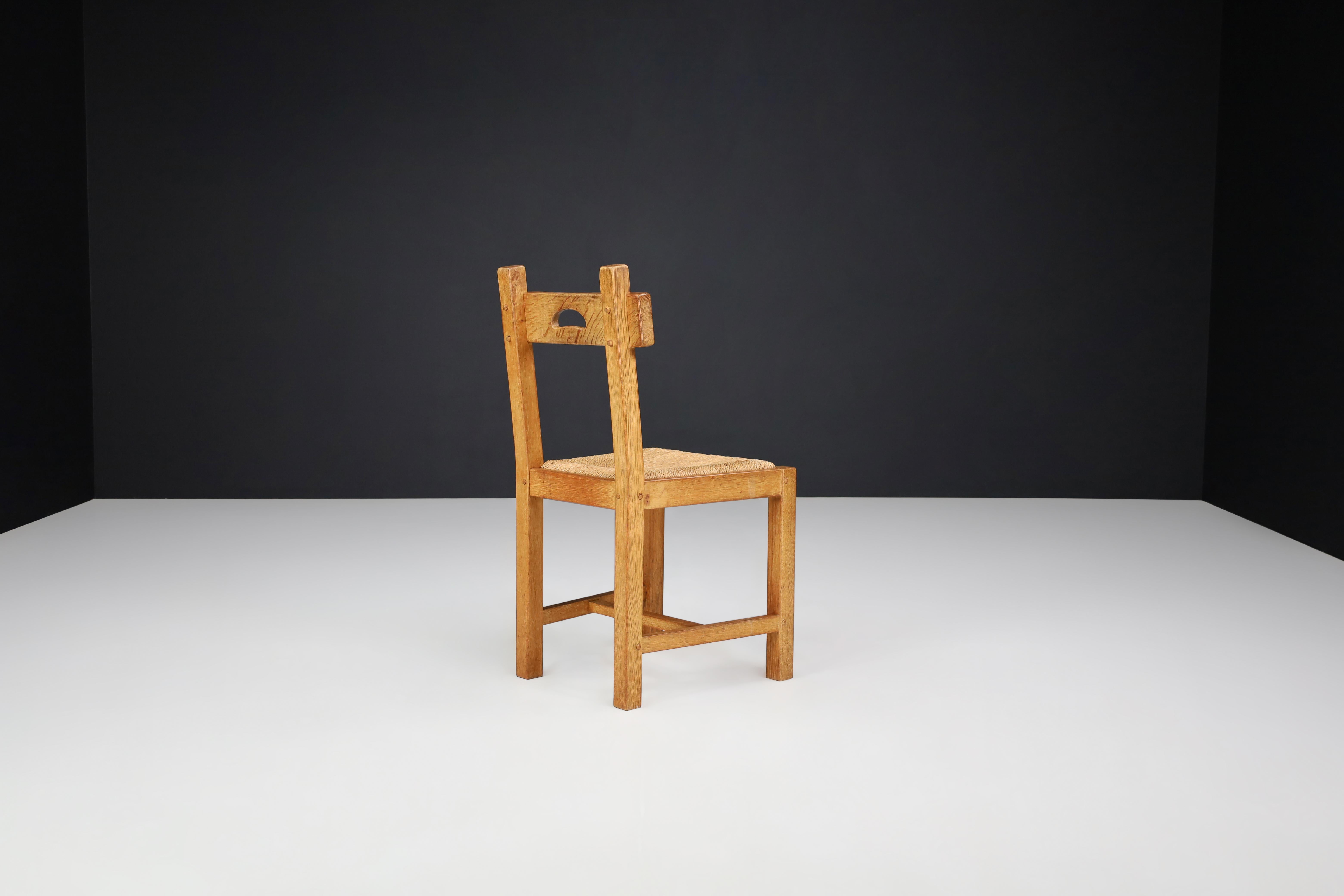 Butralist Dining Chairs in Oak and Rush, France, 1960s For Sale 5