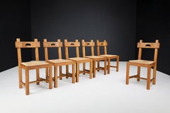 Butralist Dining Chairs in Oak and Rush, France, 1960s