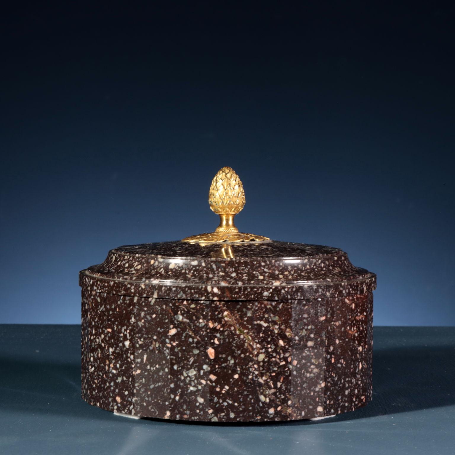 19th Century Butter Casket Empire Bronze Porphyry Sweden \\\'800 For Sale