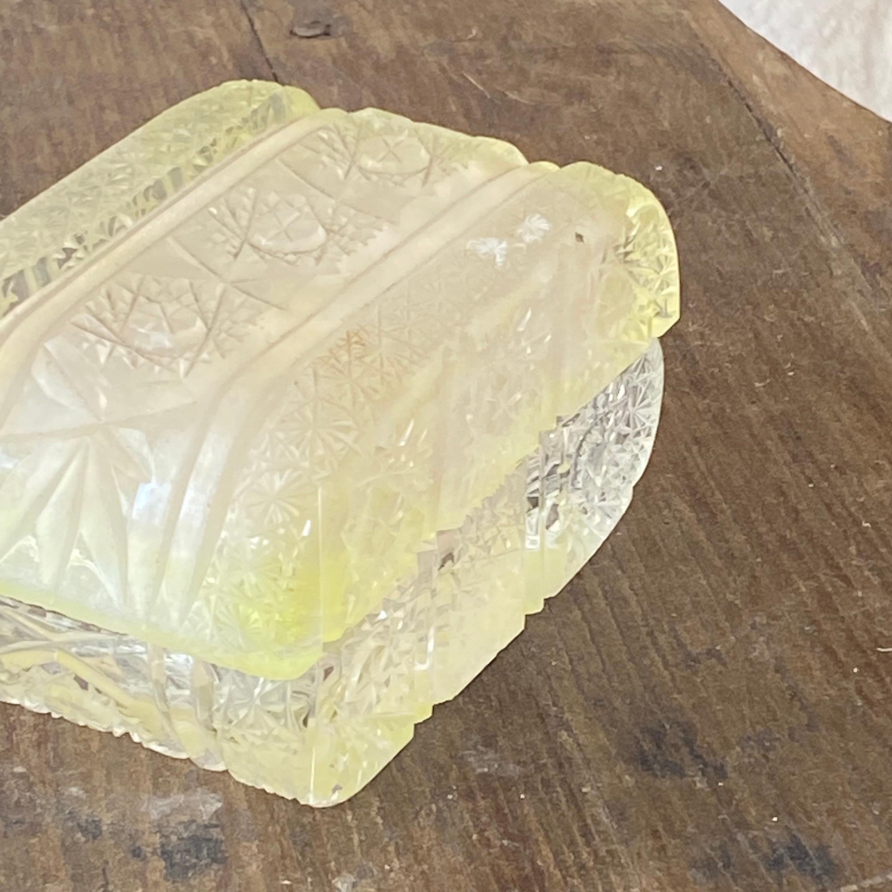 French Butter Dish in Beveled Glass or Crystal, France 1970 For Sale