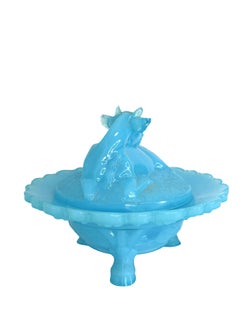 Butter Dish with Cow Lid Portieux or S. Reich & Co, Antique