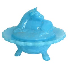 Butter Dish with Cow Lid Portieux or S. Reich & Co, Antique