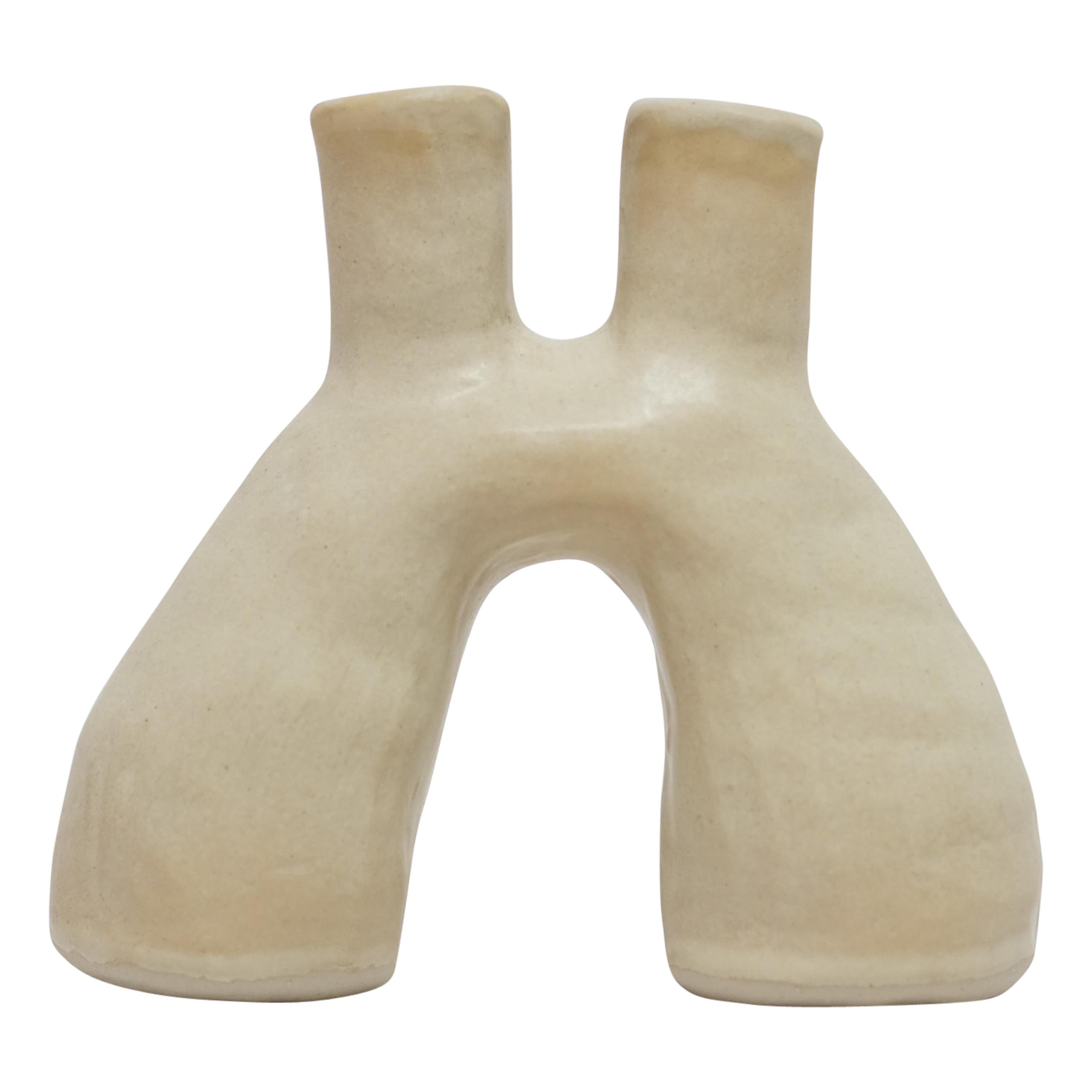 Butter Milk Portal Stoneware Vase by Camila Apaez For Sale