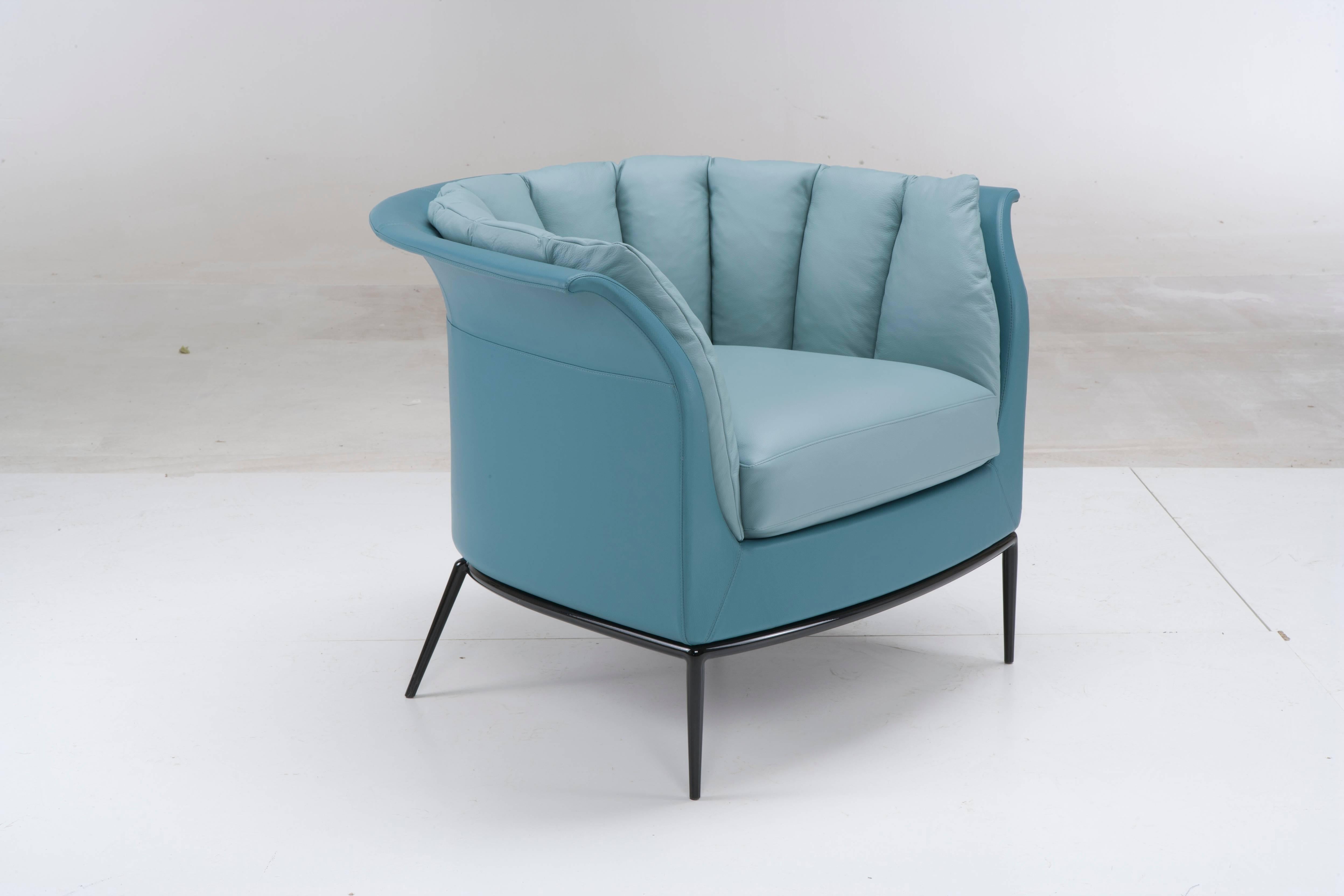 Modern Buttercup Armchair in Blue by Luca Scacchetti For Sale