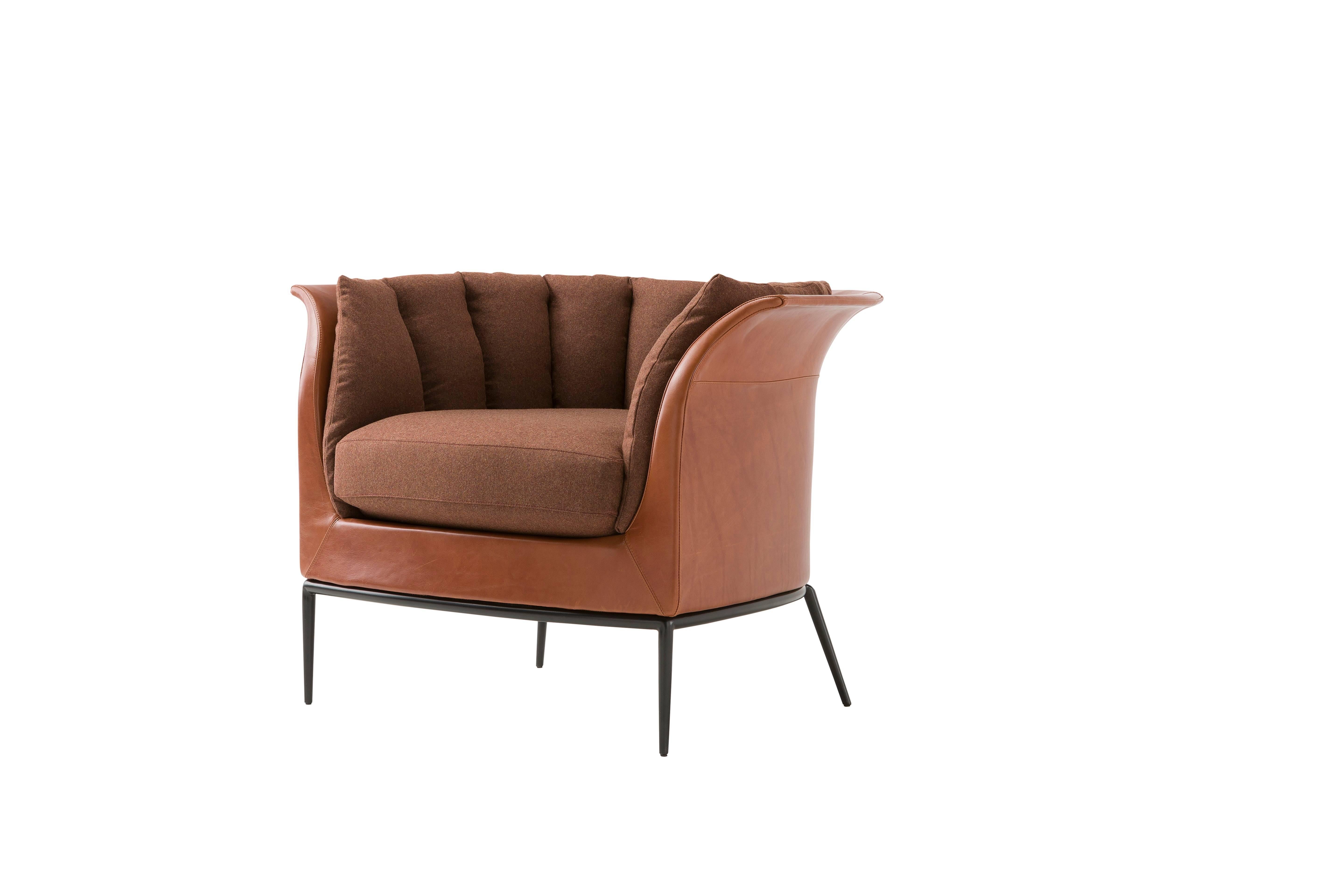 Modern Buttercup Armchair in Warm Brown by Luca Scacchetti For Sale