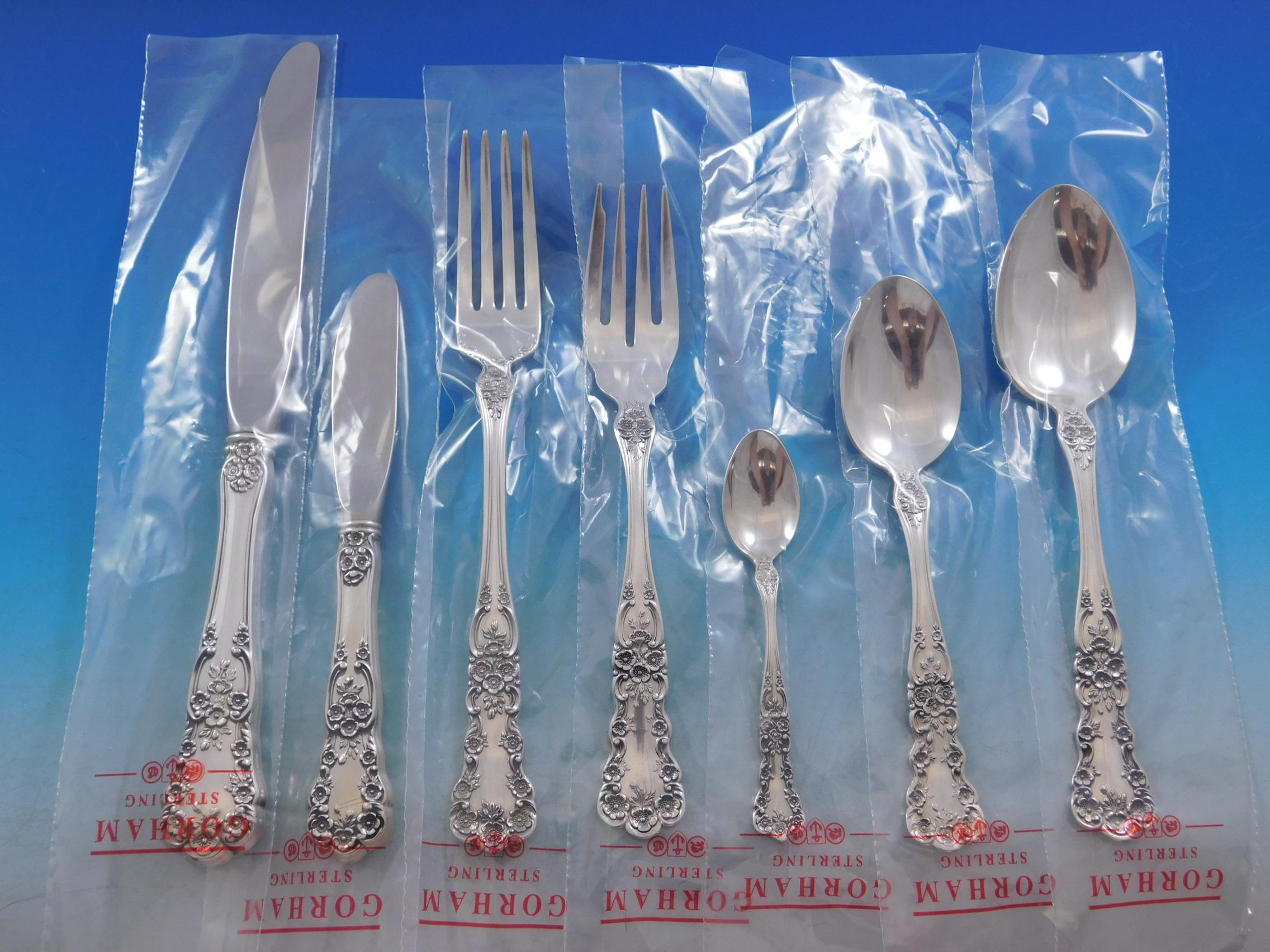 
Unused Place size buttercup by Gorham sterling silver Flatware set - 91 pieces. This set includes:

 12 Place Size Knives, 9 1/4