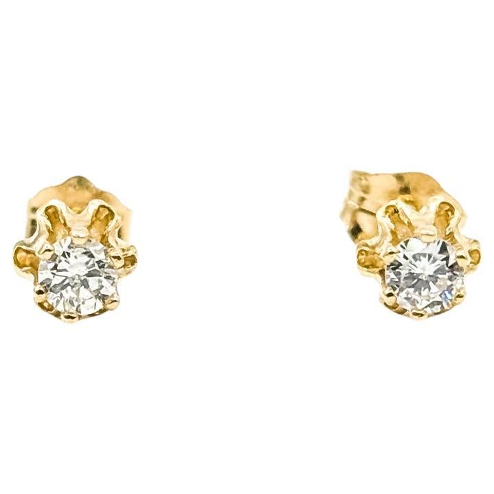 Pendientes Buttercup de oro amarillo de 14k con diamantes en venta