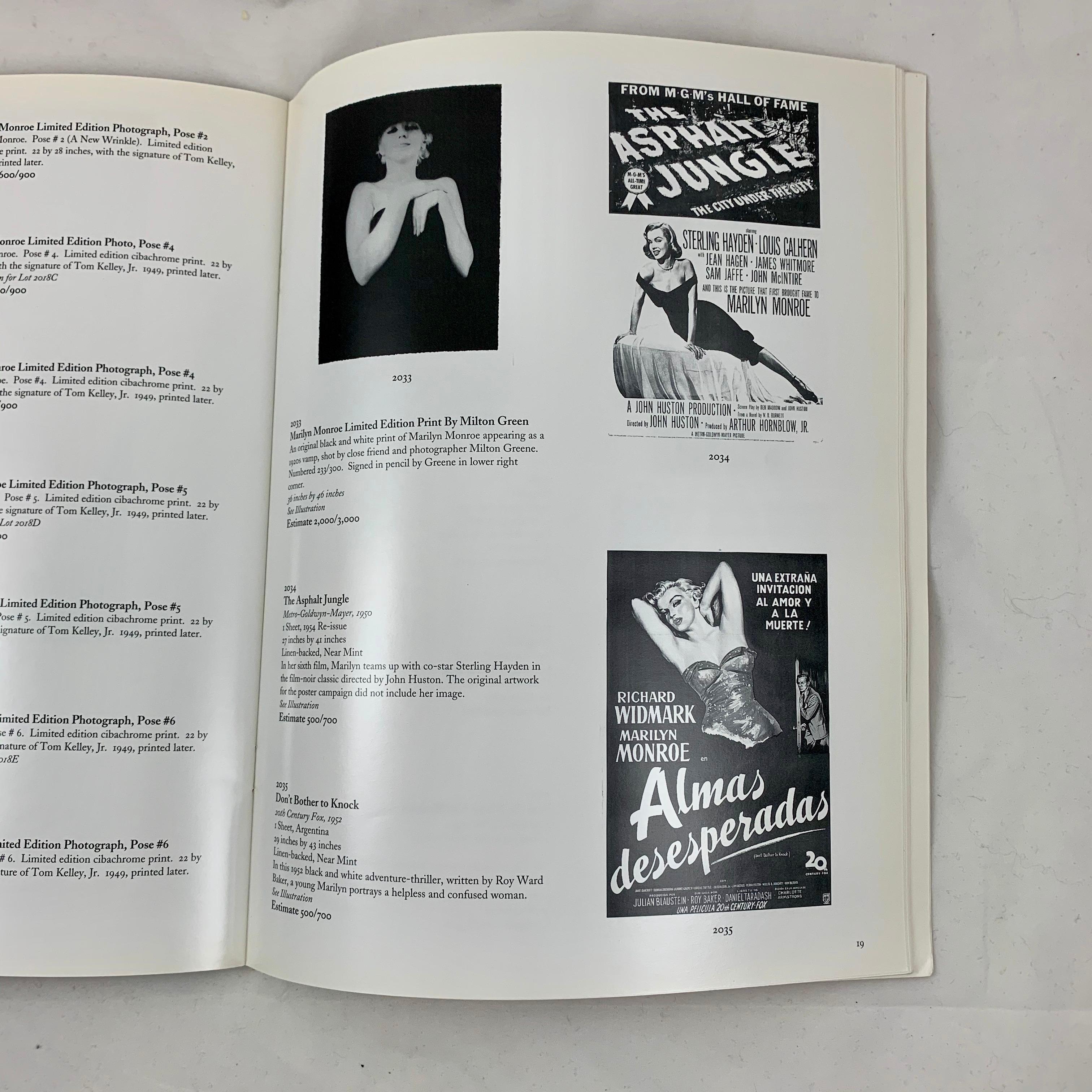 Contemporary Butterfields Auction Catalogue, Marilyn Monroe, The Red Velvet Images, 2001