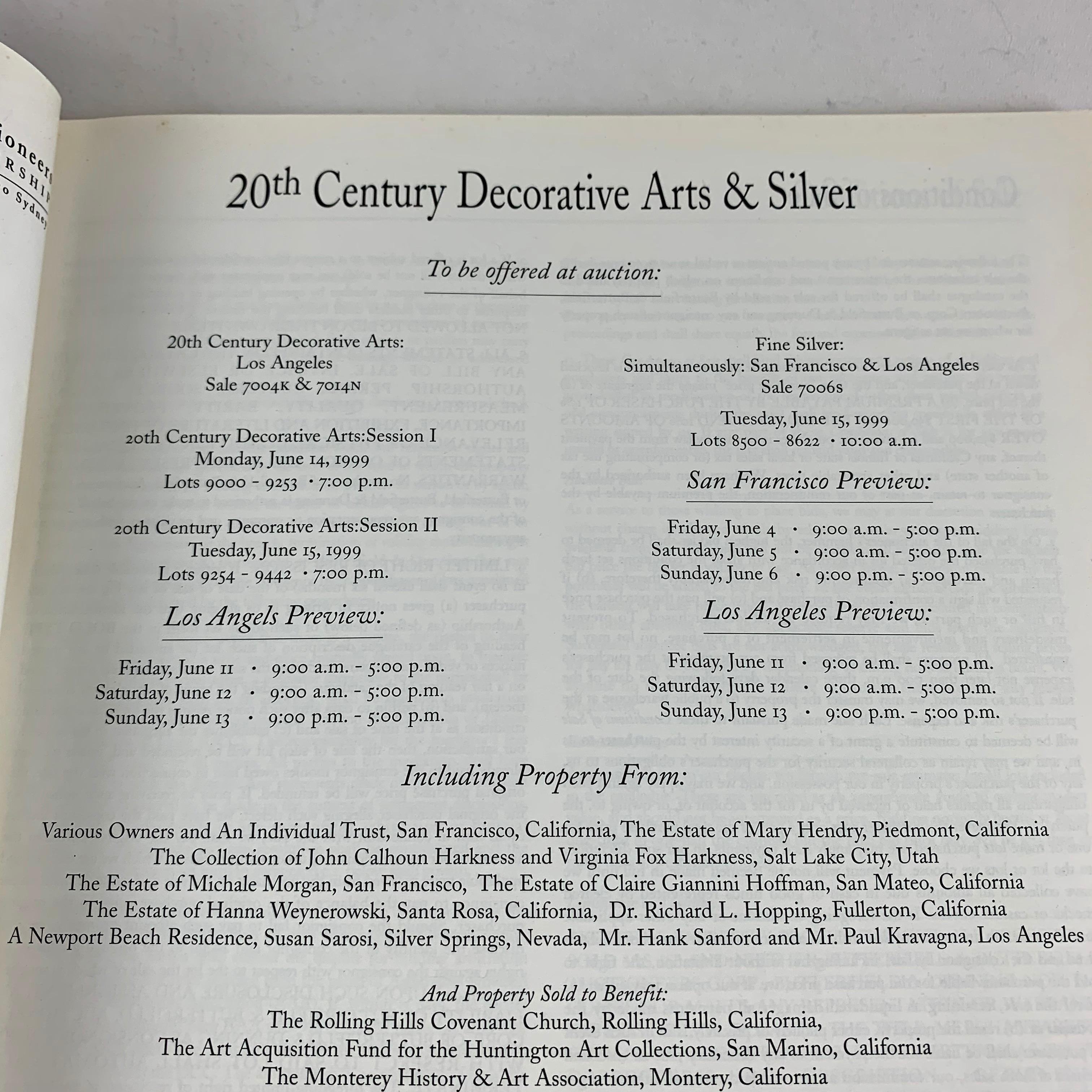 International Style Butterfield & Butterfield Decorative Arts Auction Catalogue 1999 Art Deco