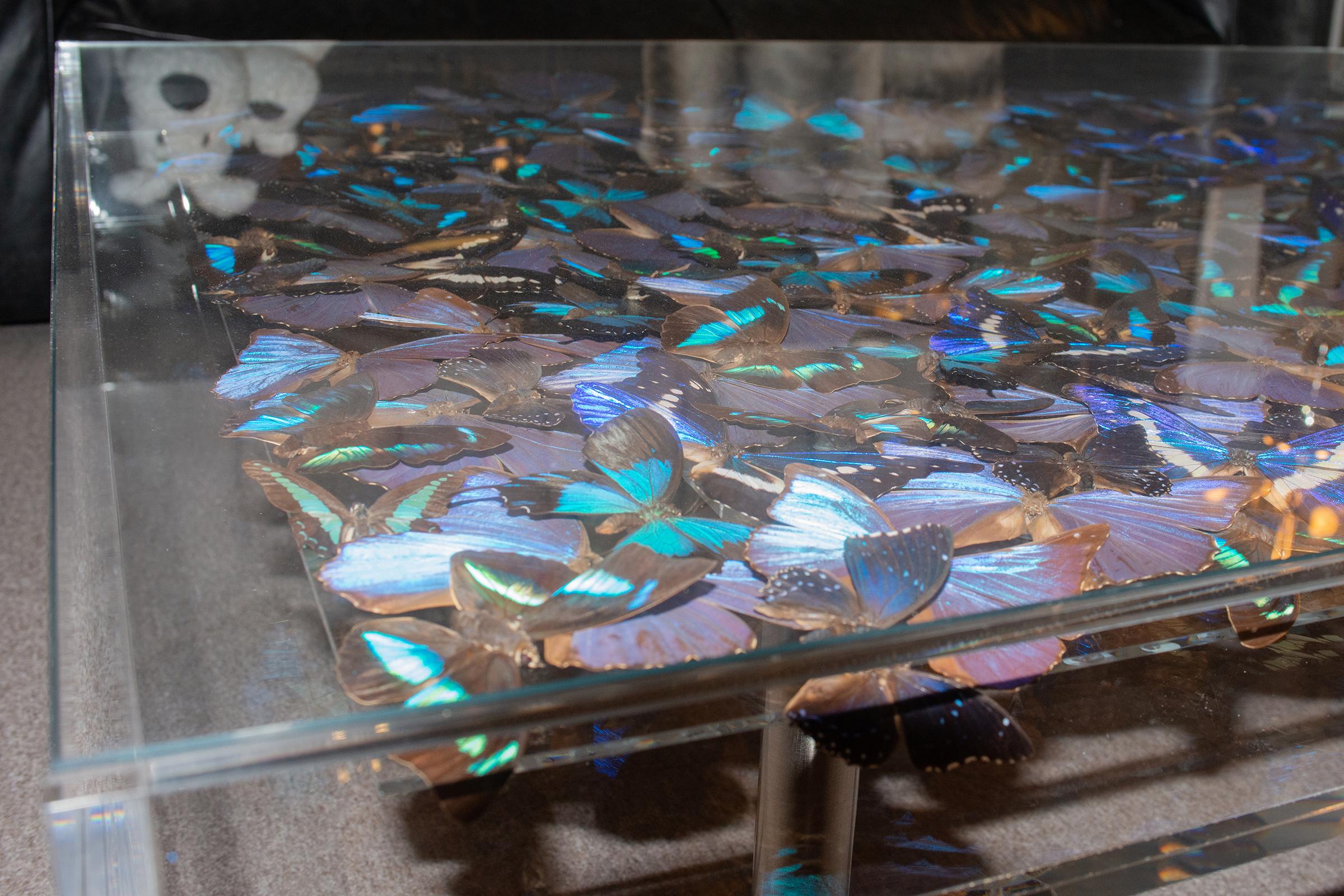 Contemporary Butterflies Blue Coffee Table