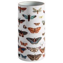 Butterflies, Contemporary Porcelain Vase with Decorative Design by Vito Nesta