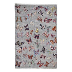 Butterflies Design Pure Wool Hand Knotted Oriental Rug