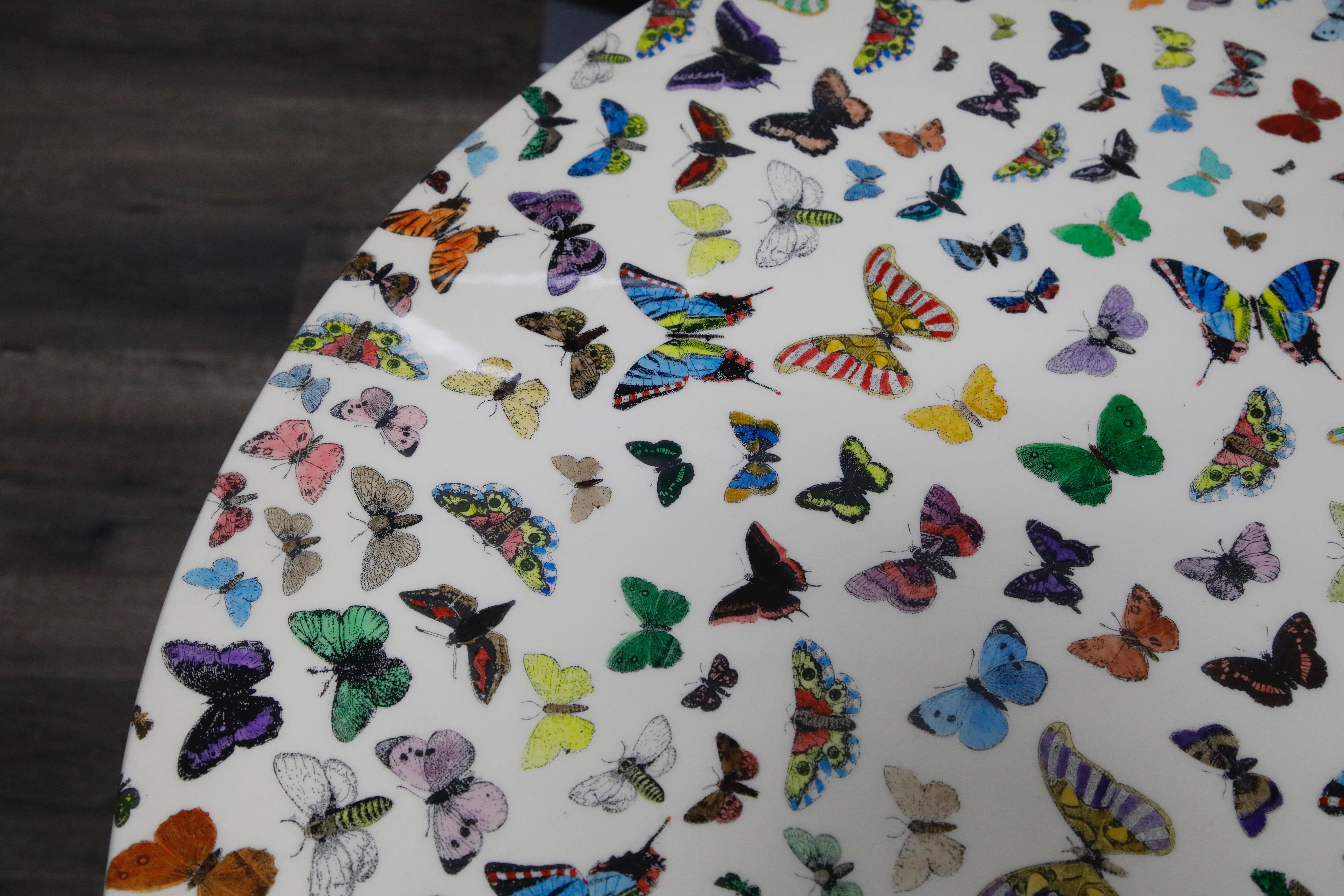 Wood 'Butterflies' Cafe Dining Table by Piero Fornasetti, circa 1960s Italy, Signed 