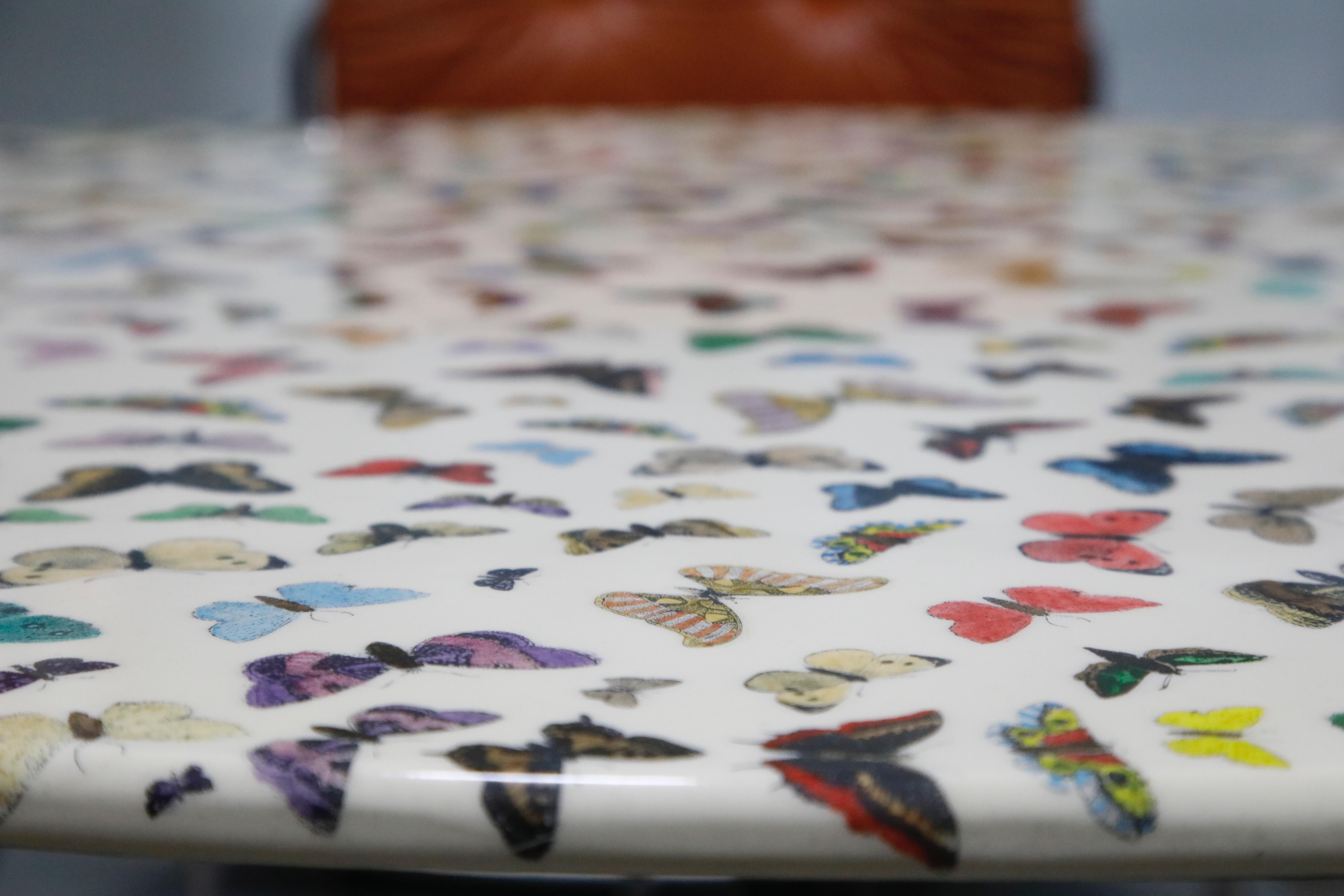 'Butterflies' Cafe Dining Table by Piero Fornasetti, circa 1960s Italy, Signed 3