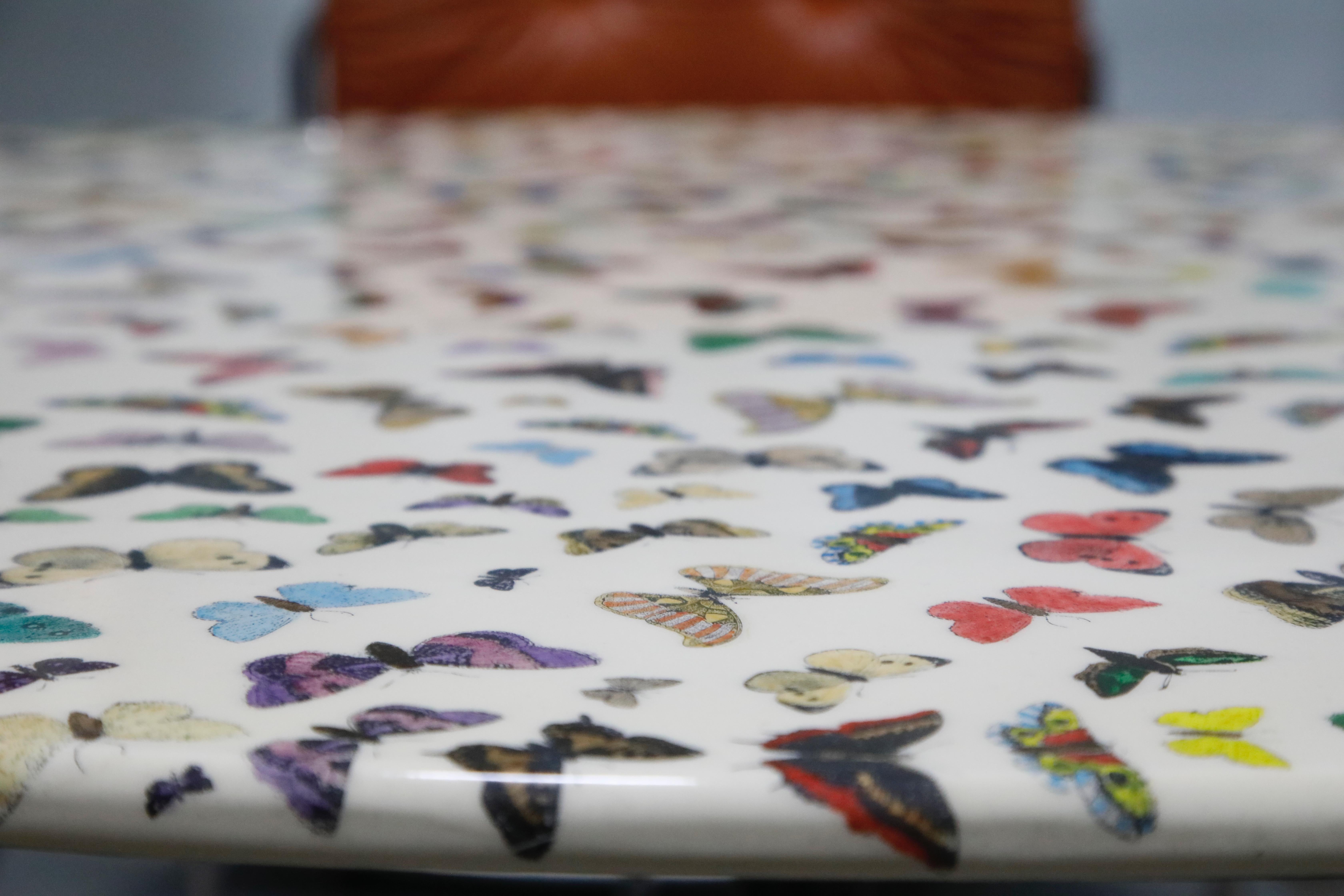 'Butterflies' Cafe Dining Table by Piero Fornasetti, circa 1960s Italy, Signed  3