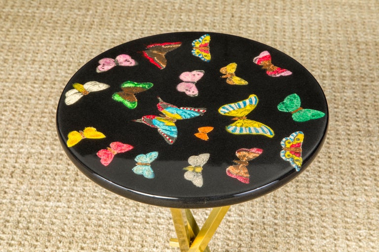 Lacquered 'Butterflies' Drinks Table / Side Table by Piero Fornasetti, Signed  For Sale