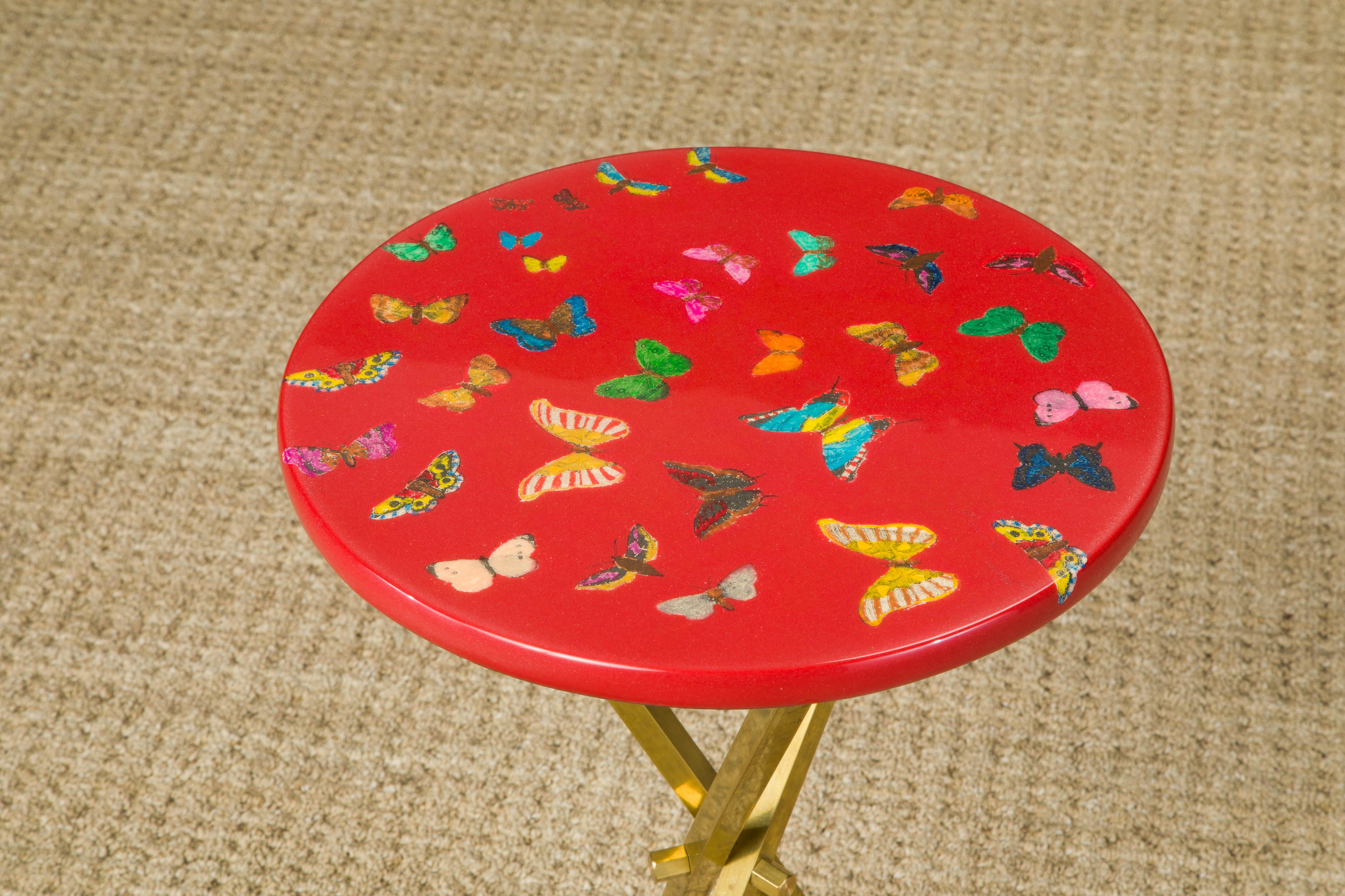 Lacquered 'Butterflies' Drinks Table / Side Table by Piero Fornasetti, Signed 