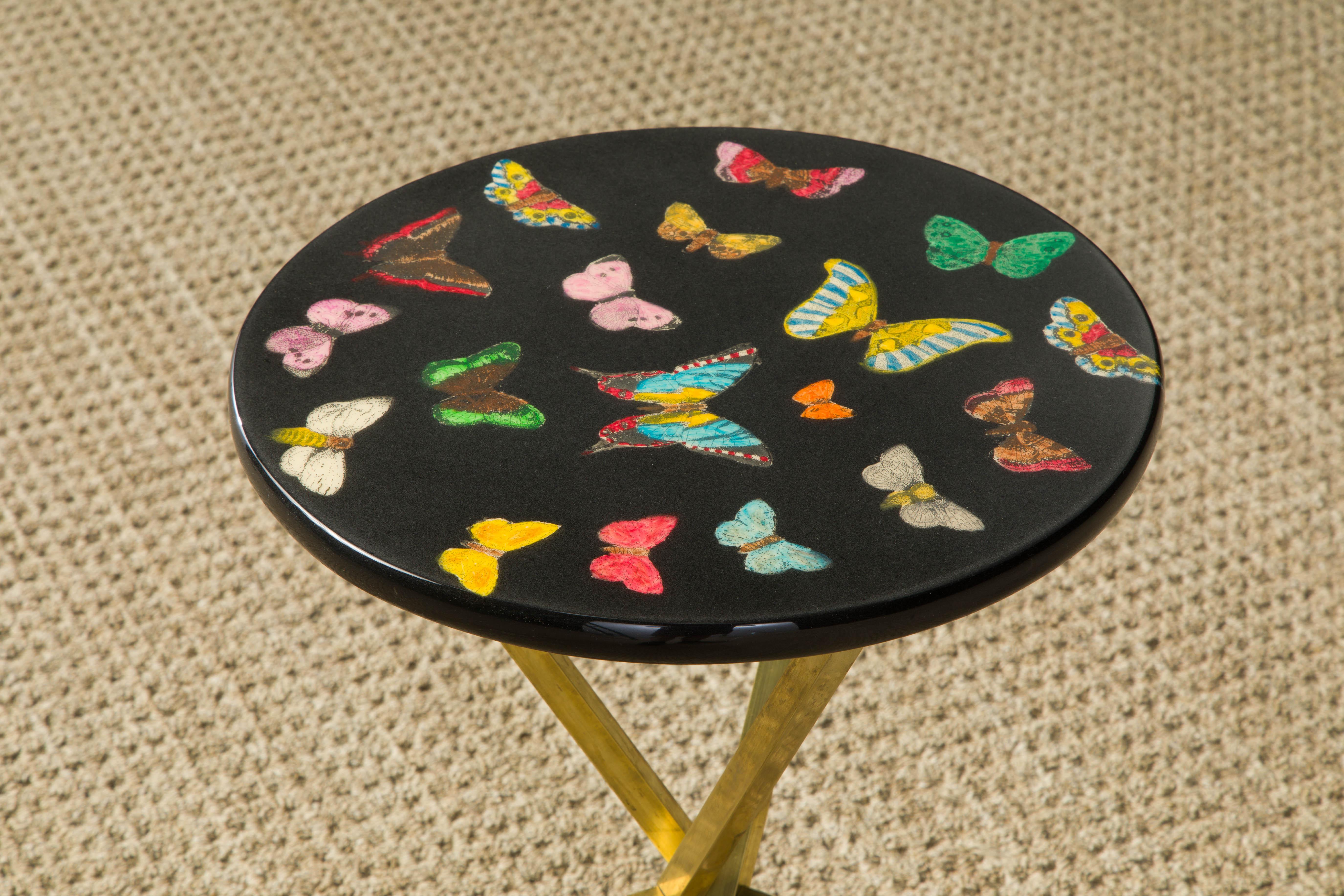 'Butterflies' Drinks Table / Side Table by Piero Fornasetti, Signed  In Excellent Condition For Sale In Los Angeles, CA