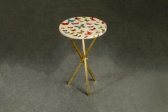 'Butterflies'' Lacquered Wood and Brass Side Table by Piero Fornasetti, Signed