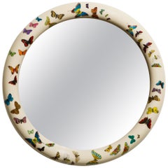 grand miroir rond de 31 pouces de diamètre:: signé Piero Fornasetti:: "Butterflies"