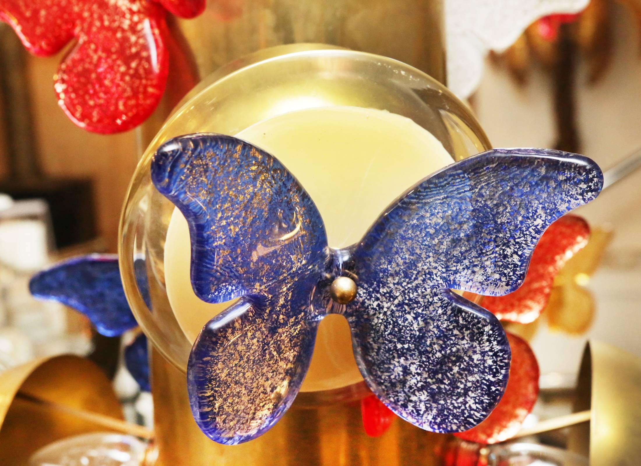 Butterflies Murano Floor Lamp in Solid Brass 1