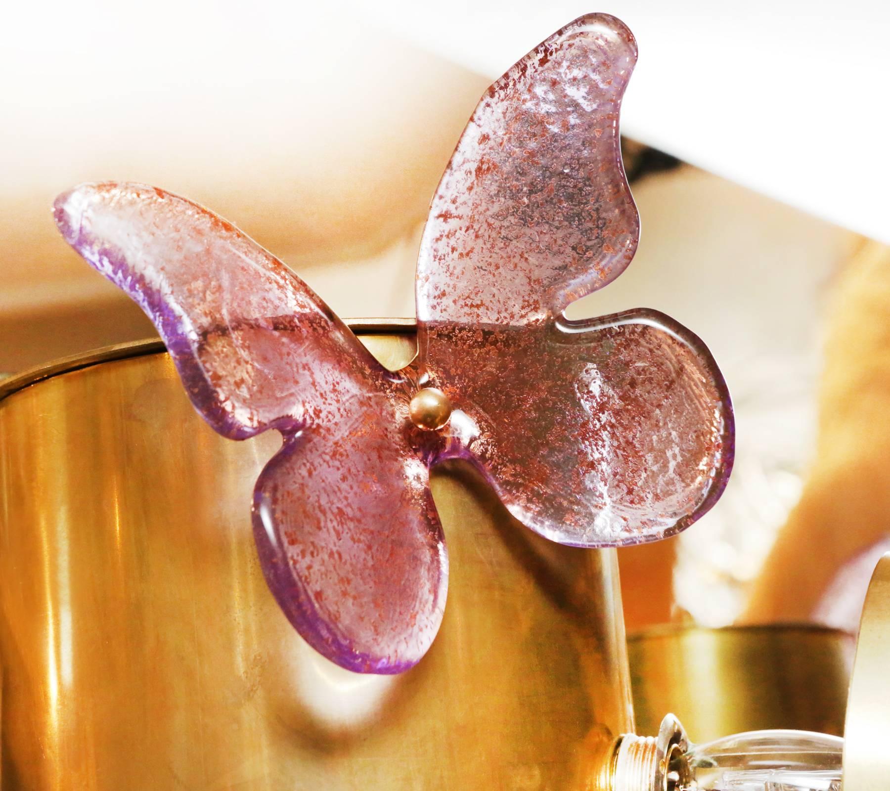 Butterflies Murano Floor Lamp in Solid Brass 3