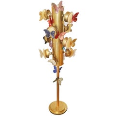 Butterflies Murano Floor Lamp in Solid Brass