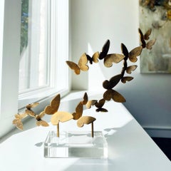 Butterflies on Acrylic Tabletop Accessory in Aged Gold