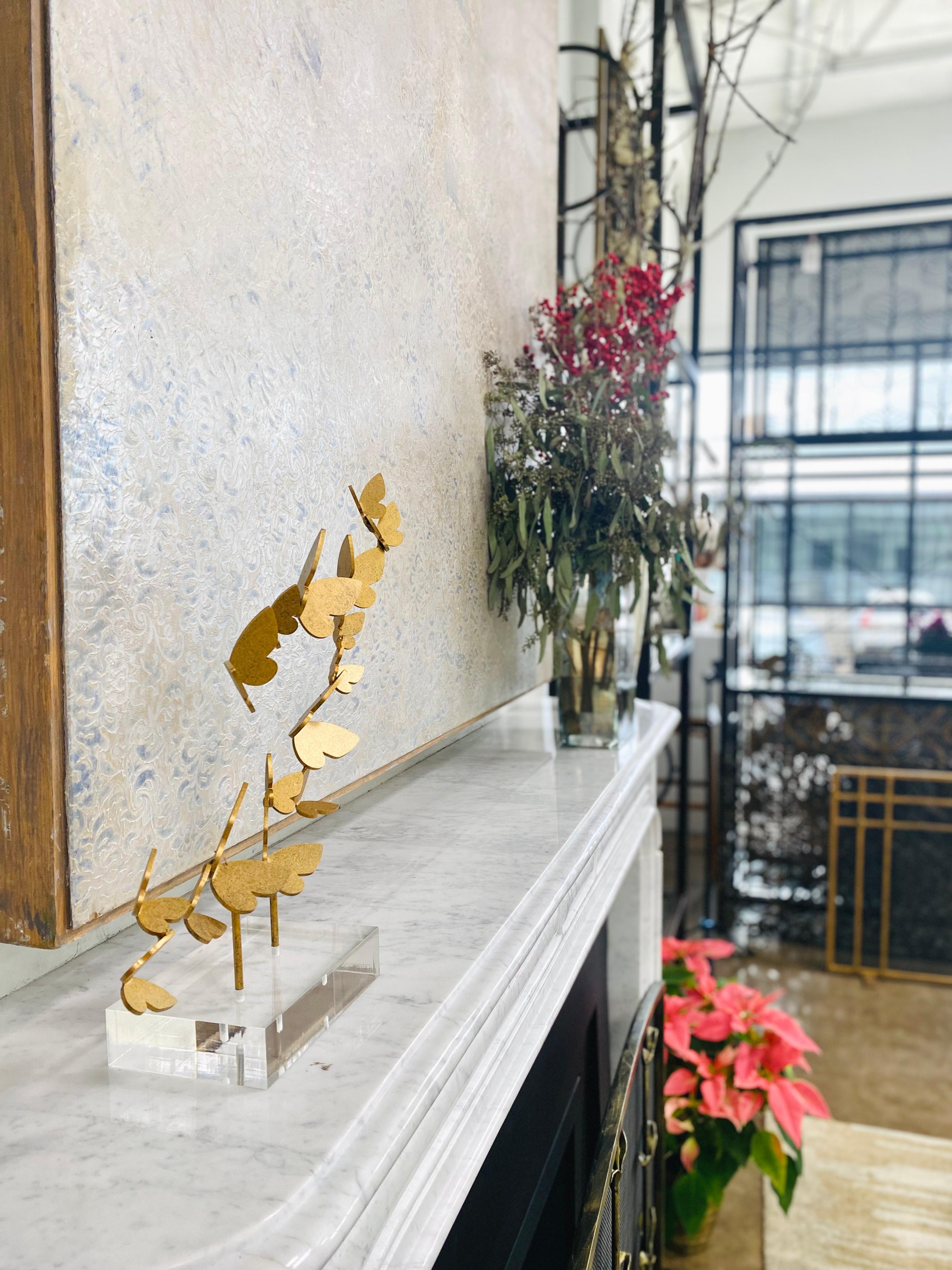 Farfalle in acrilico, accessorio da tavolo in oro invecchiato in vendita 3