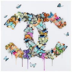 Butterflies Plexiglass Wall Decoration in the Style of Chanel