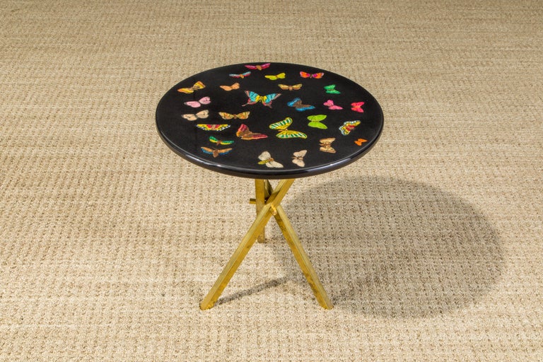 Italian 'Butterflies' Side Table / Drinks Table by Piero Fornasetti, Signed  For Sale