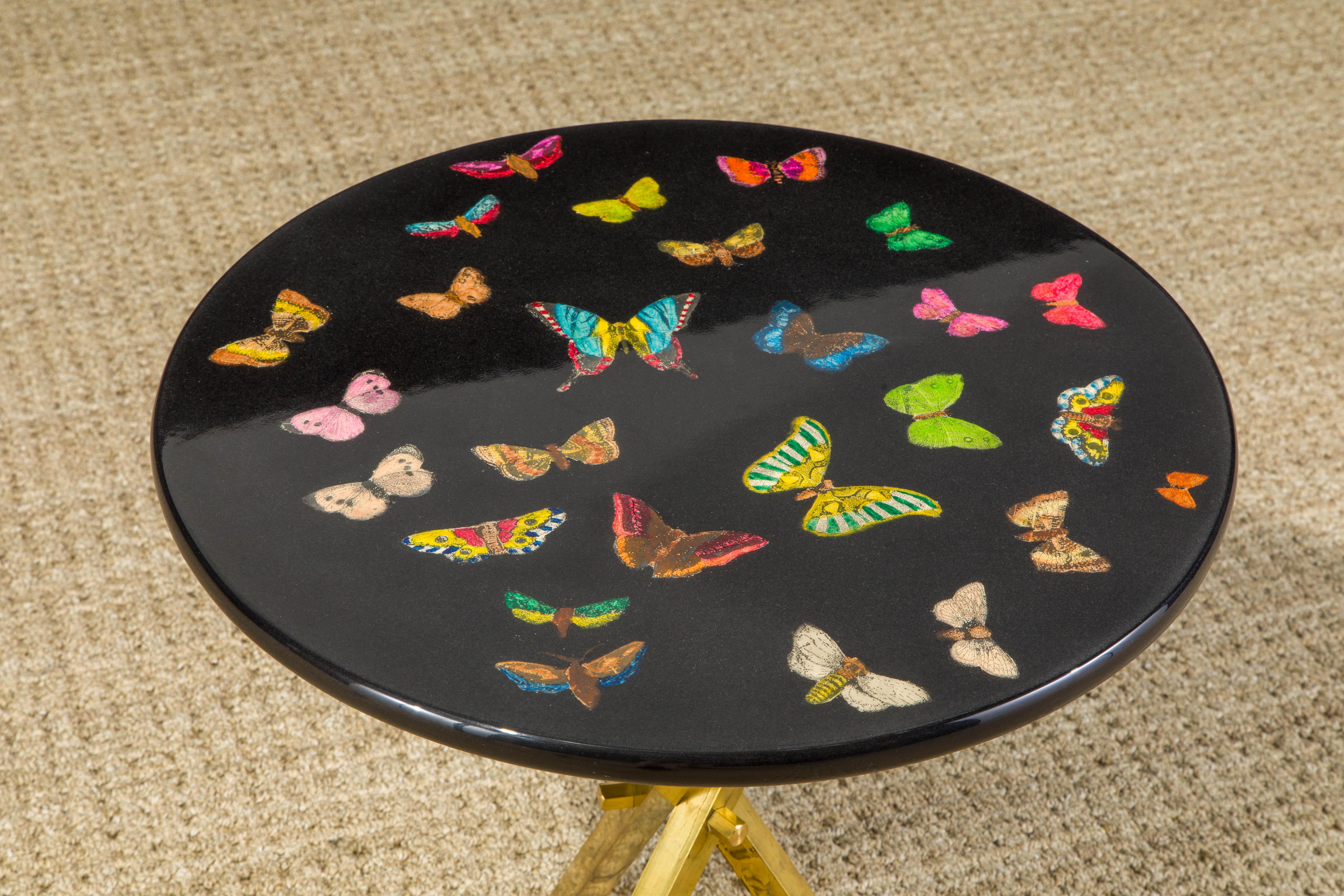 'Butterflies' Side Table / Drinks Table by Piero Fornasetti, Signed  In Excellent Condition In Los Angeles, CA