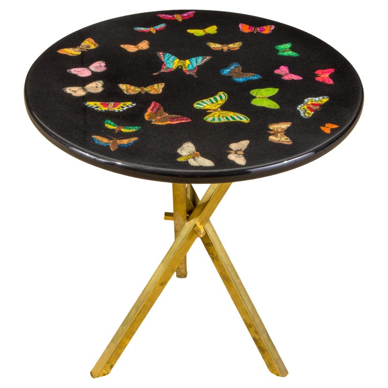 'Butterflies' Side Table / Drinks Table by Piero Fornasetti, Signed  For Sale