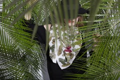 Butterflies Silk Scarf Crepe, White Yellow and Green, Made in Italy