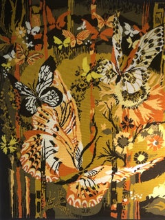 tapisserie "Papillons" signée "Hervé Lelong"