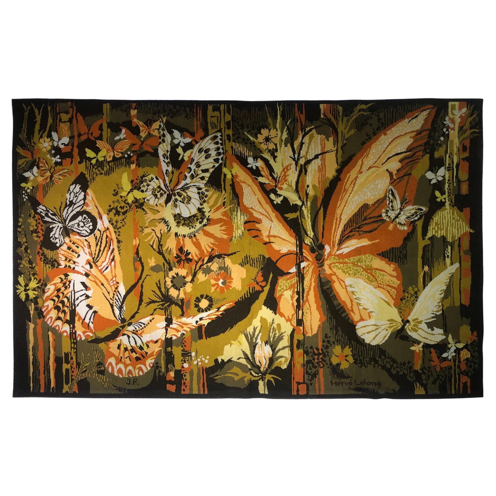 tapisserie "Papillons" signée "Hervé Lelong" sur 1stDibs | herve lelong  tapisserie prix, tapisserie herve lelong, herve lelong