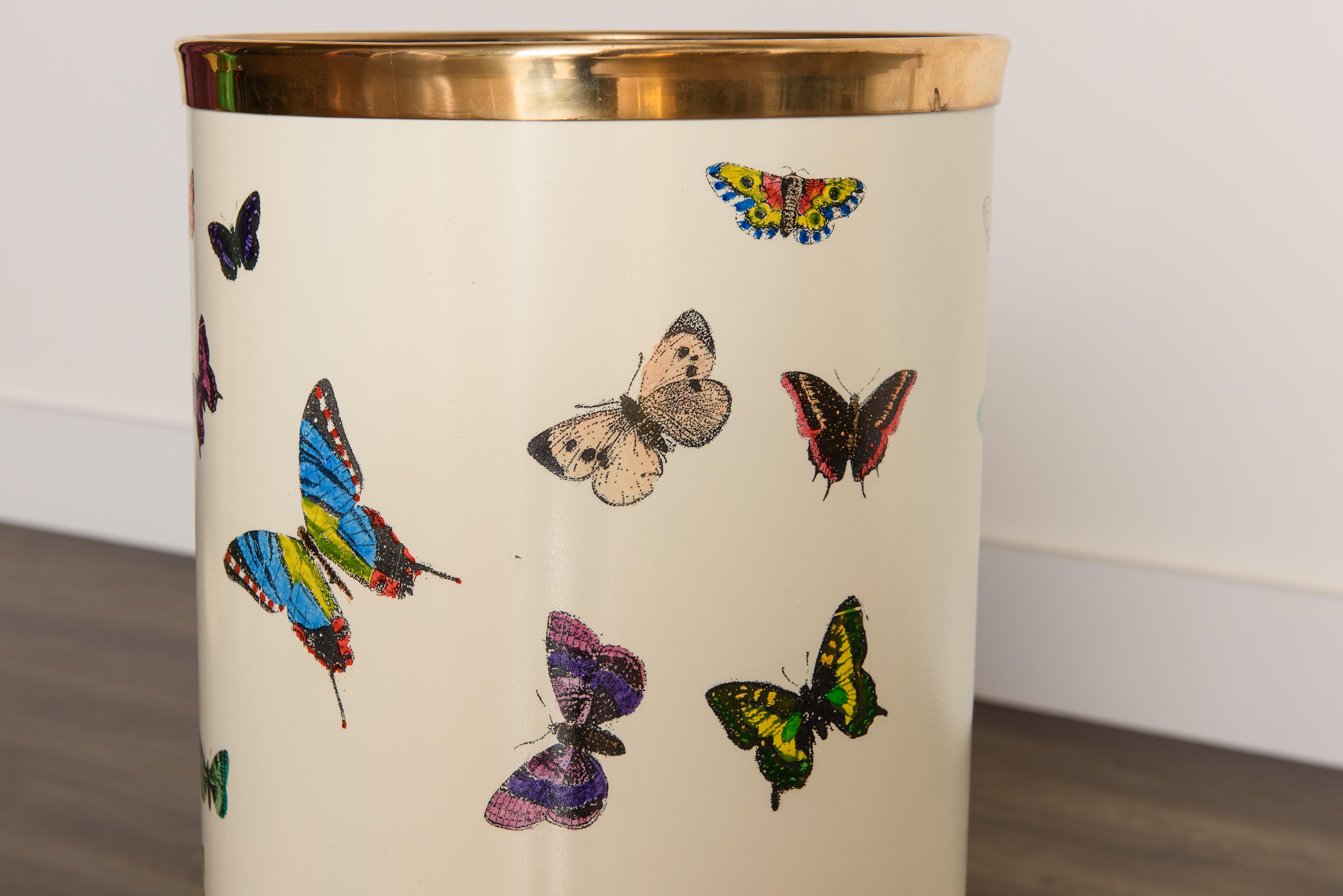 Metal 'Butterflies' Umbrella Stand by Piero Fornasetti, circa 1960s Italy, Signed 