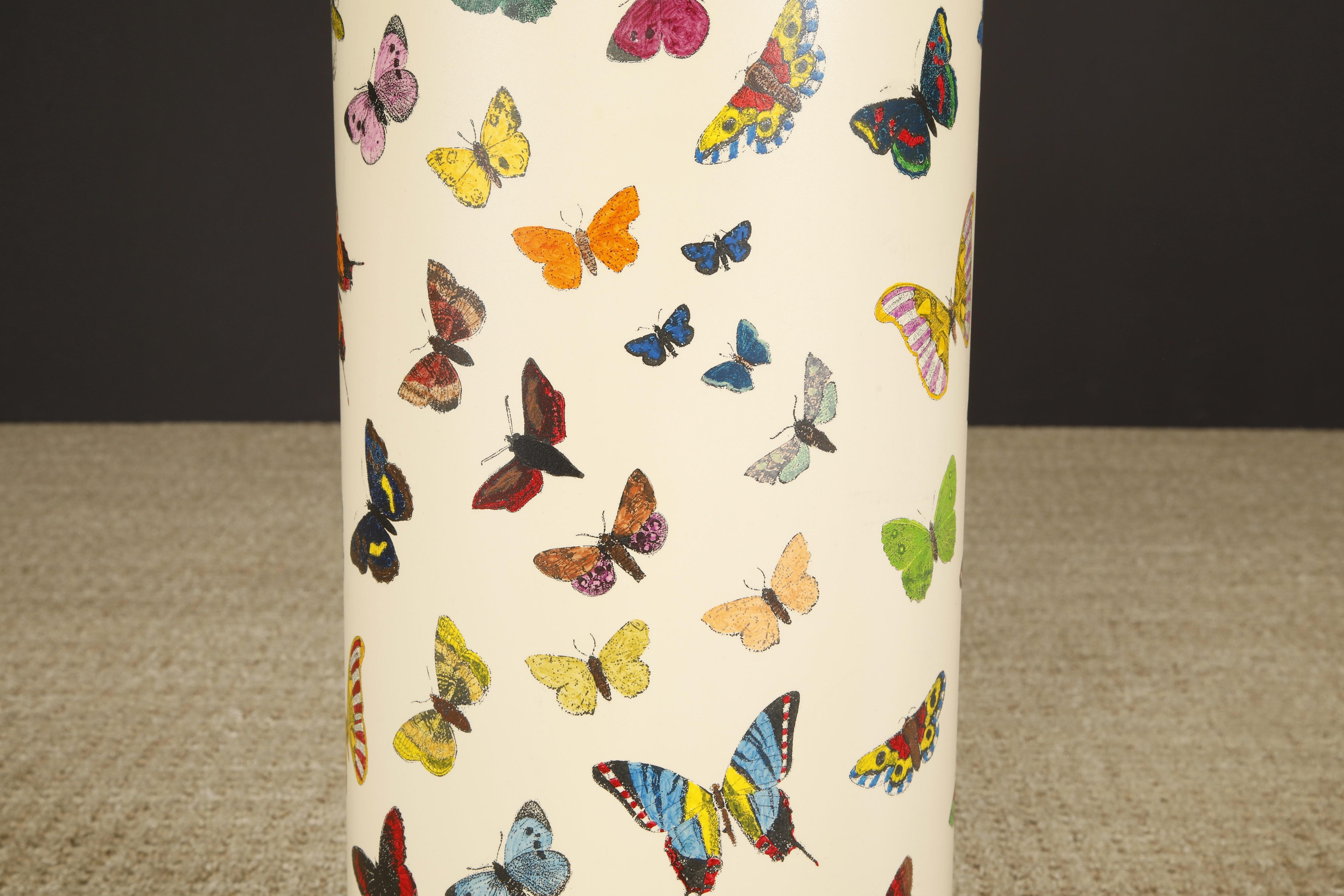 'Butterflies' Umbrella Stand by Piero Fornasetti, circa 1960s Italy, Signed  For Sale 3