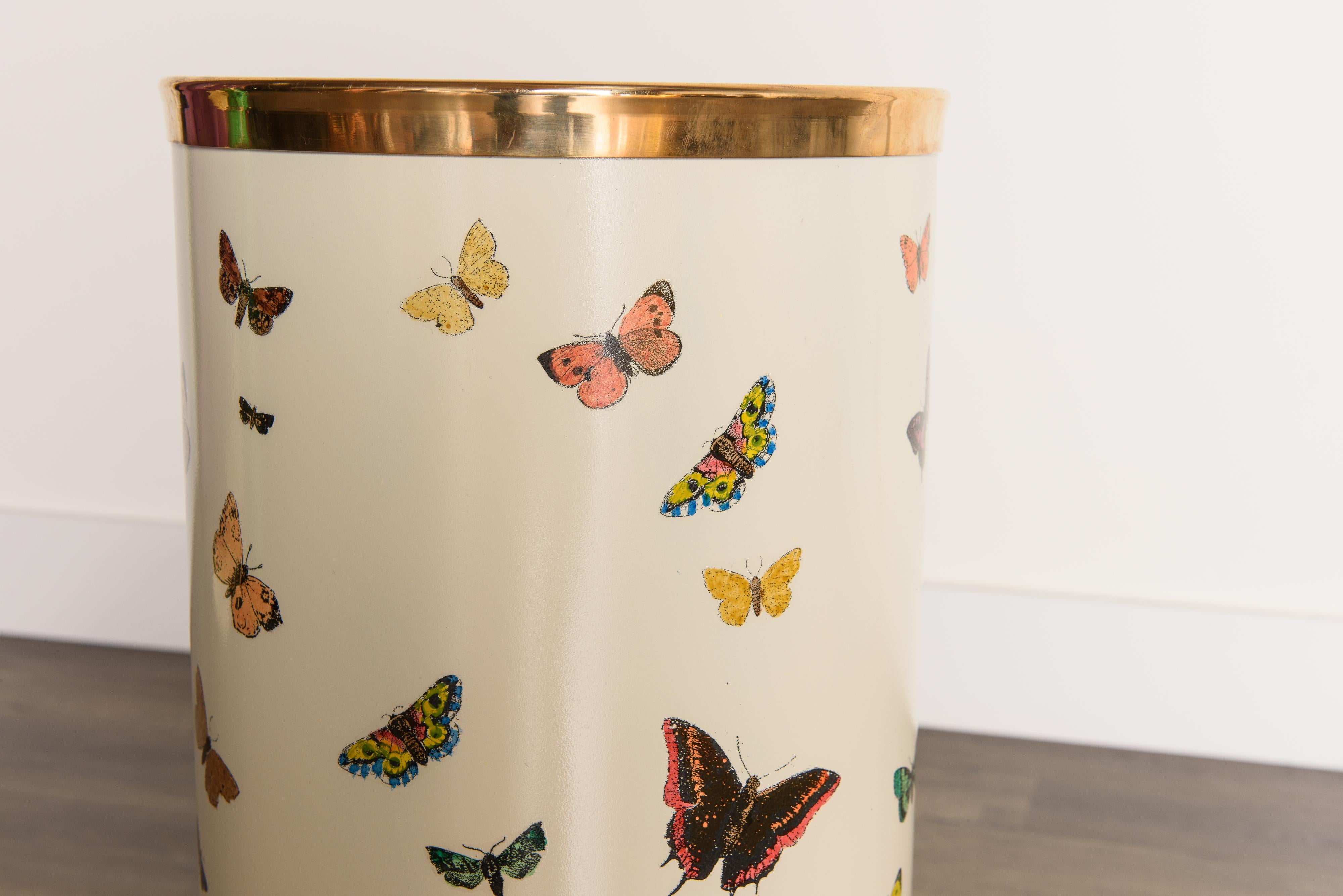 'Butterflies' Umbrella Stand by Piero Fornasetti, circa 1960s Italy, Signed  1