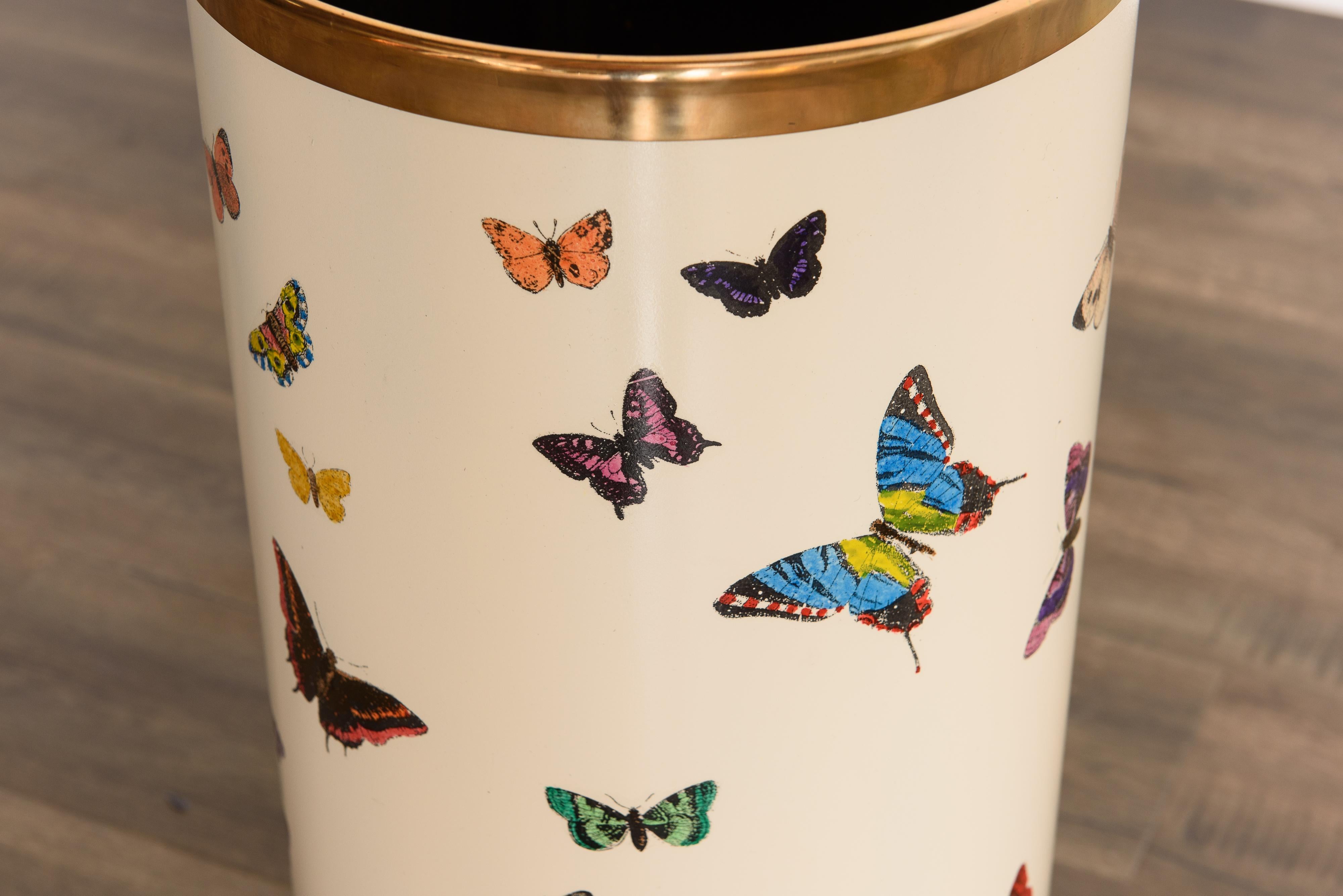 'Butterflies' Umbrella Stand by Piero Fornasetti, circa 1960s Italy, Signed 3