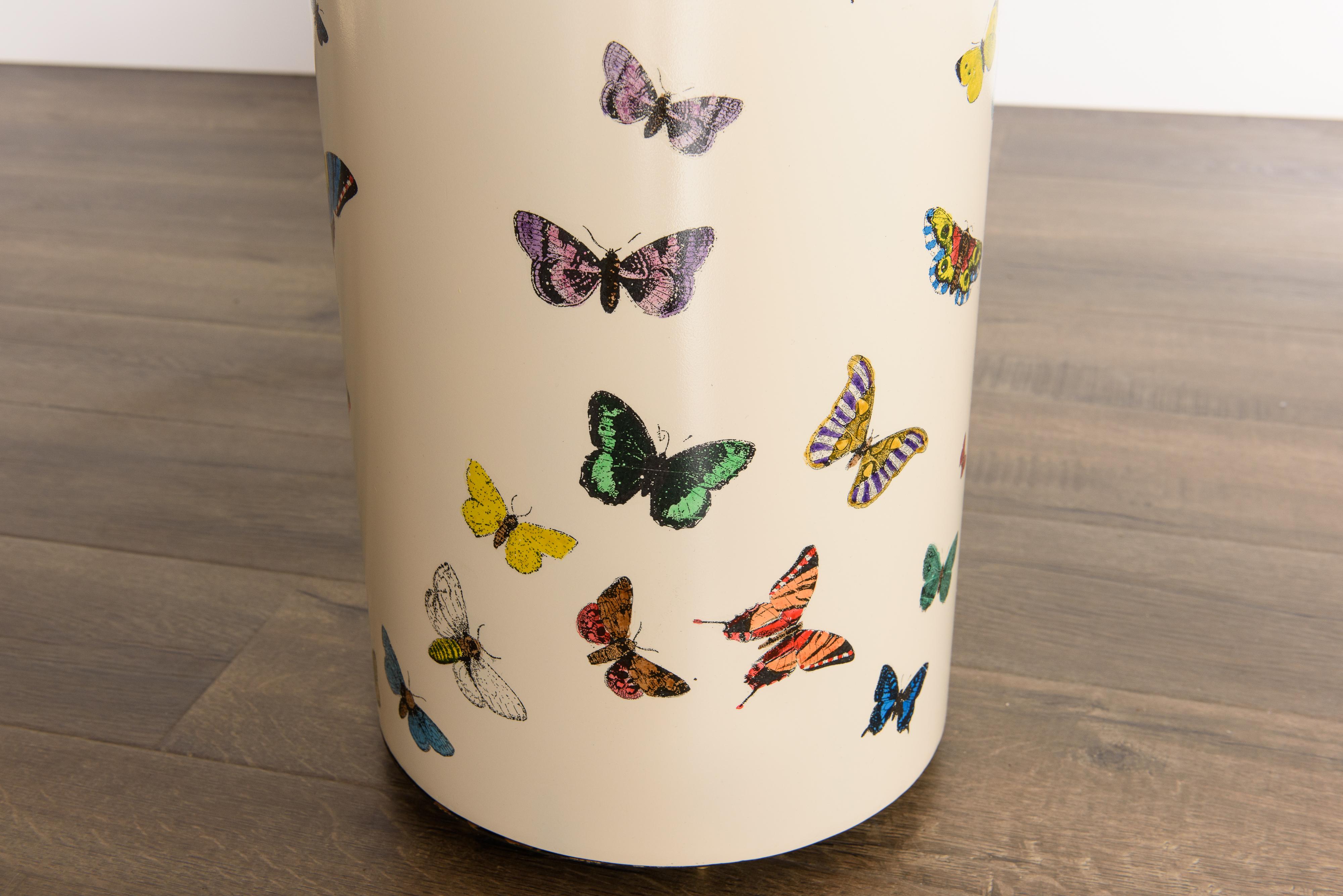'Butterflies' Umbrella Stand by Piero Fornasetti, circa 1960s Italy, Signed  3