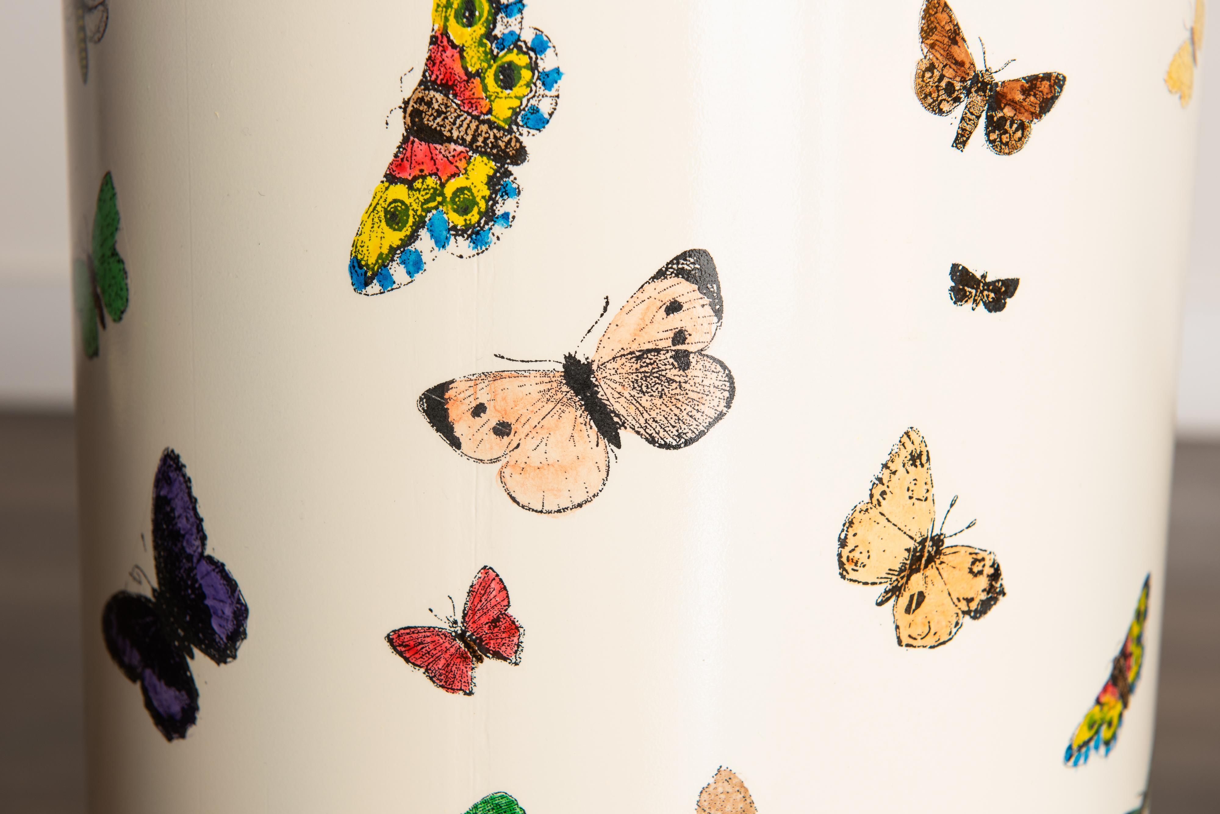 'Butterflies' Umbrella Stand by Piero Fornasetti, circa 1960s Italy, Signed 6