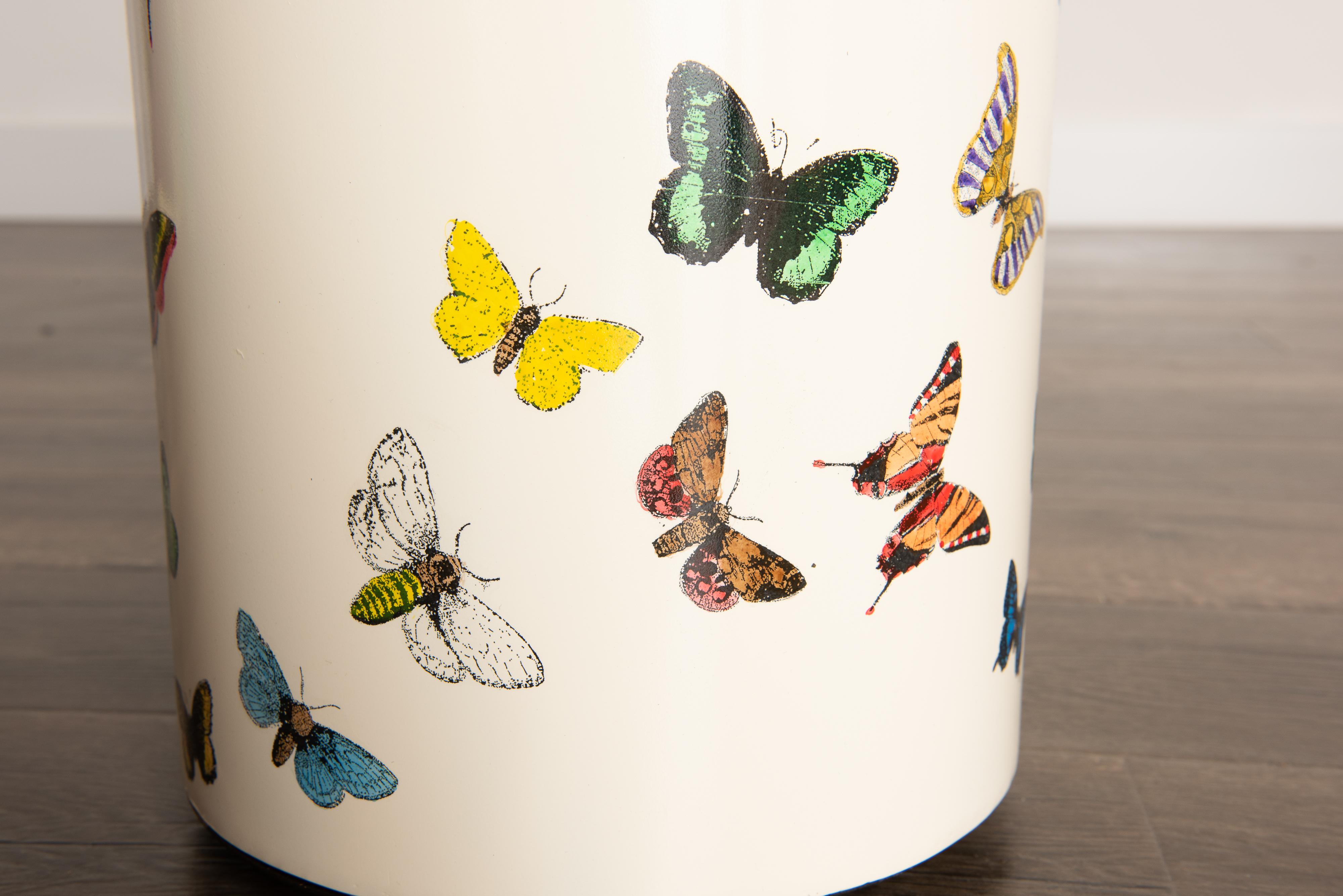 'Butterflies' Umbrella Stand by Piero Fornasetti, circa 1960s Italy, Signed 10