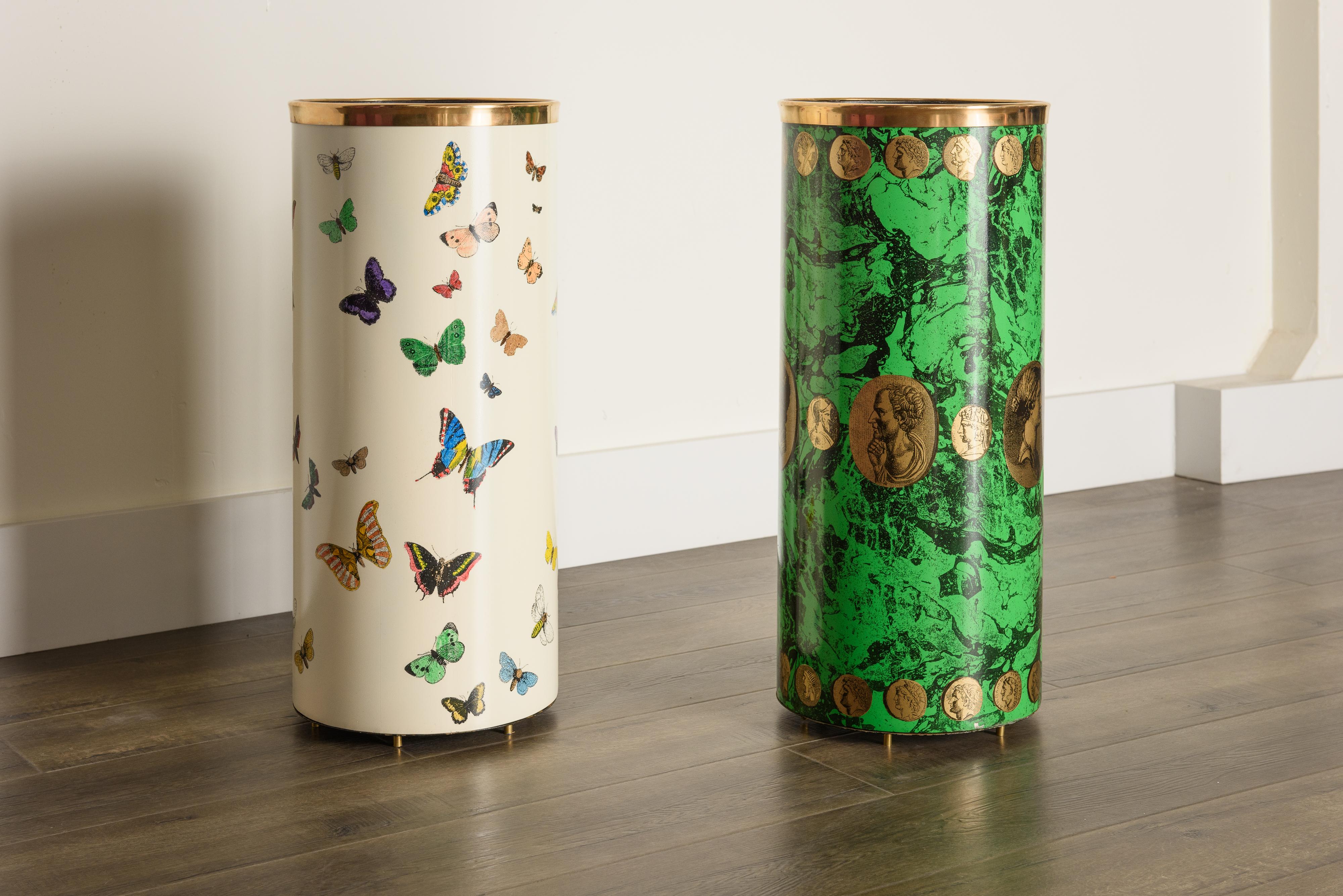 'Butterflies' Umbrella Stand by Piero Fornasetti, circa 1960s Italy, Signed  10