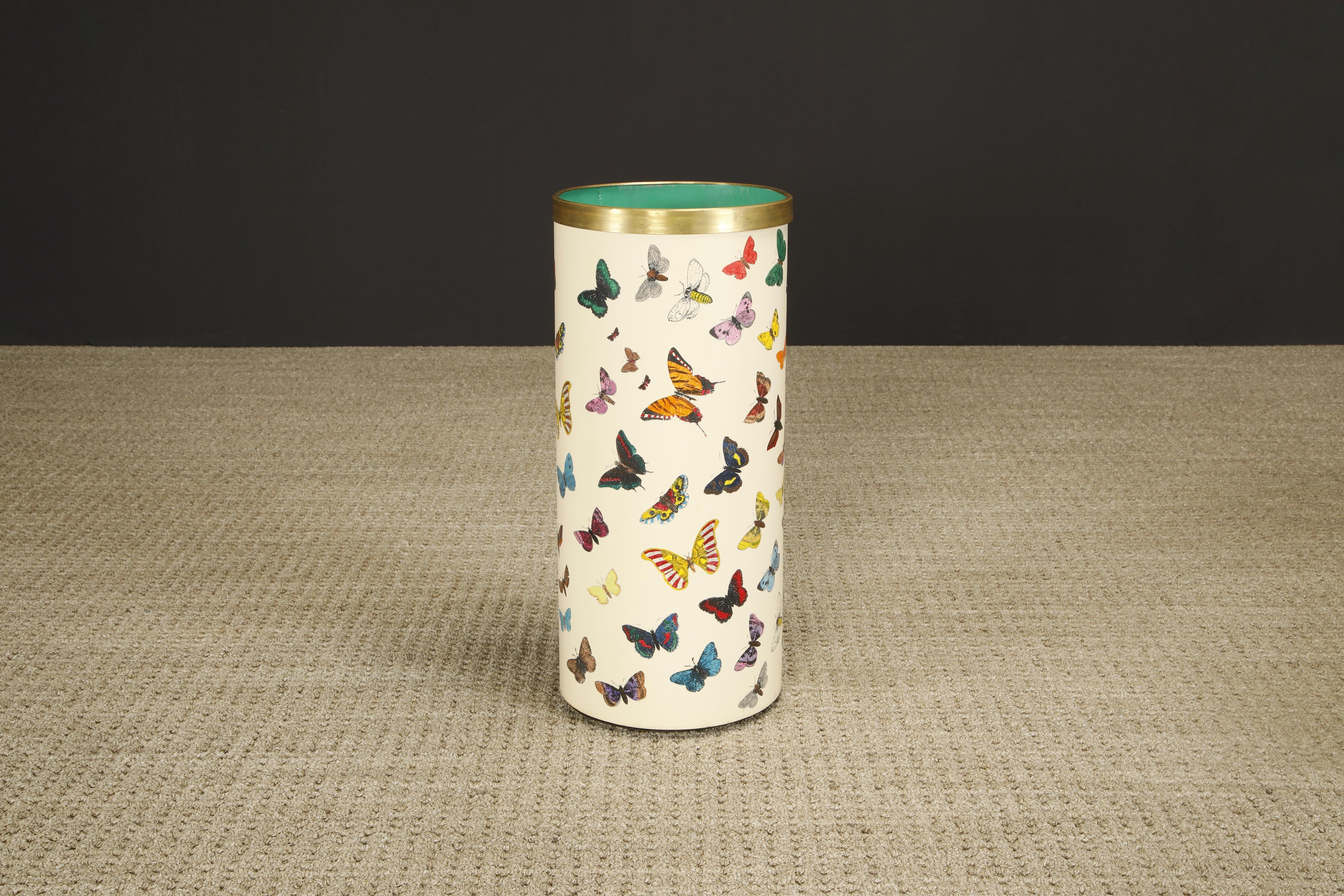 Mid-Century Modern 'Butterflies' Umbrella Stand by Piero Fornasetti, circa 1960s Italy, Signed  For Sale