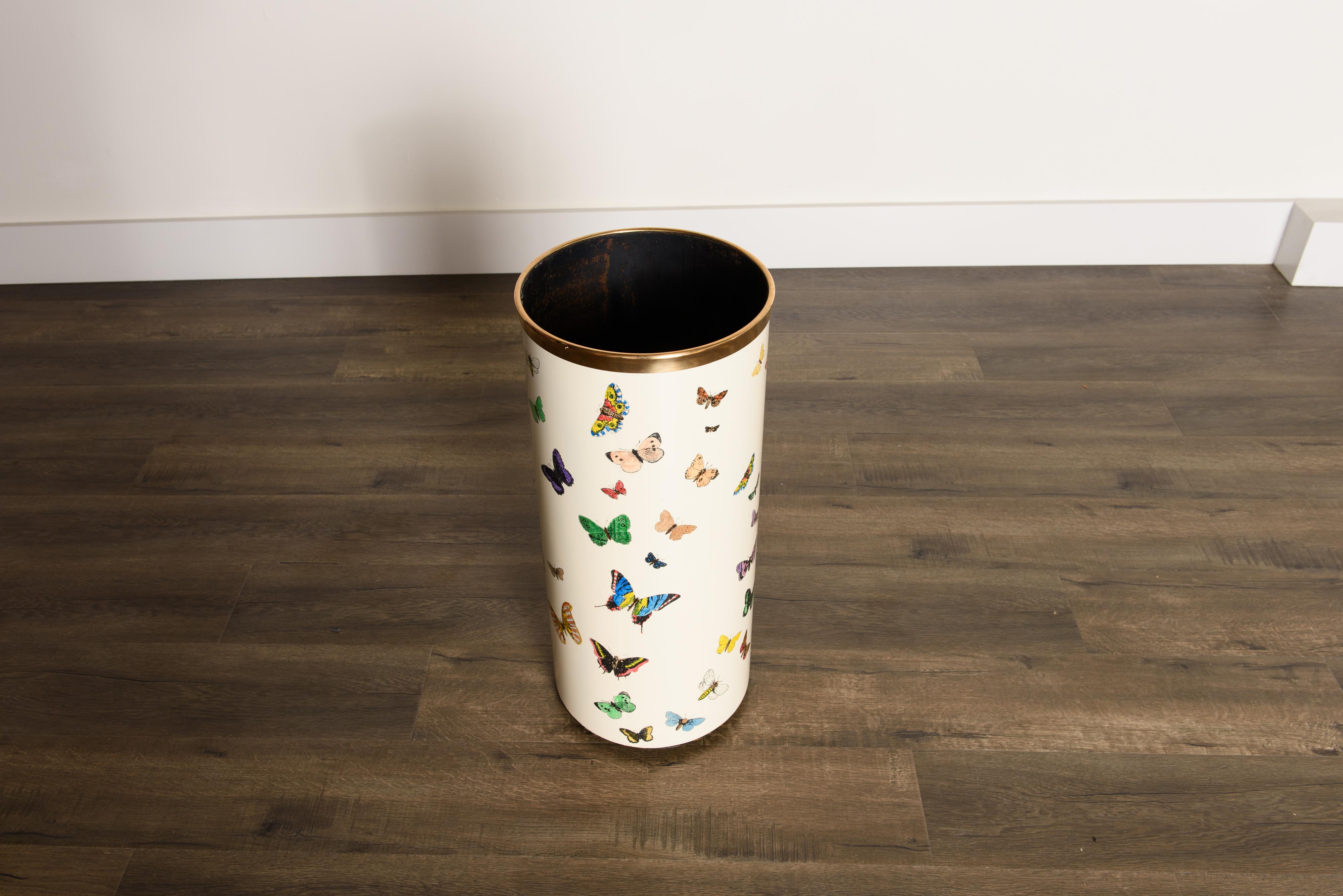 Mid-Century Modern 'Butterflies' Umbrella Stand by Piero Fornasetti, circa 1960s Italy, Signed