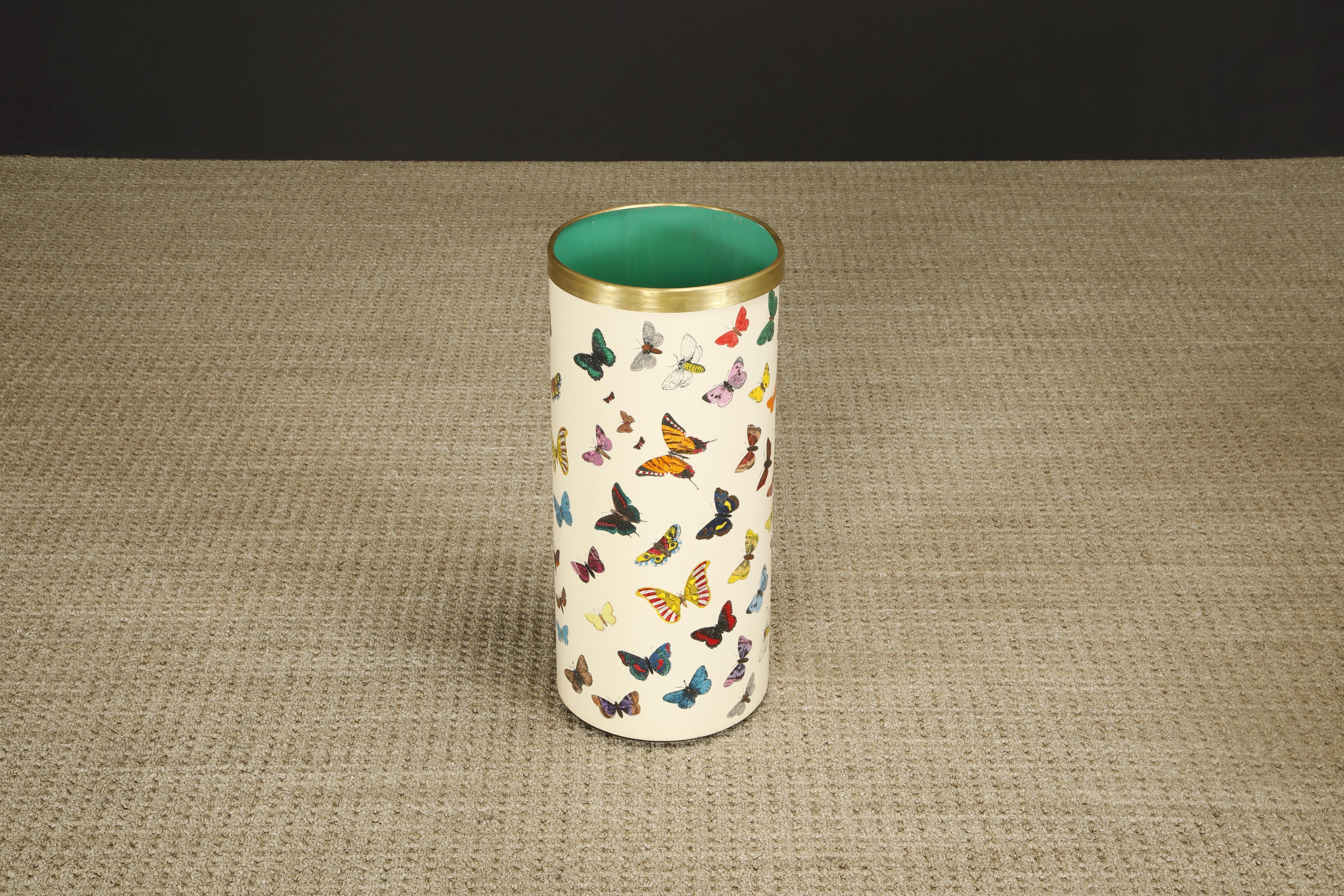 Mid-Century Modern 'Butterflies' Umbrella Stand by Piero Fornasetti, circa 1960s Italy, Signed  For Sale