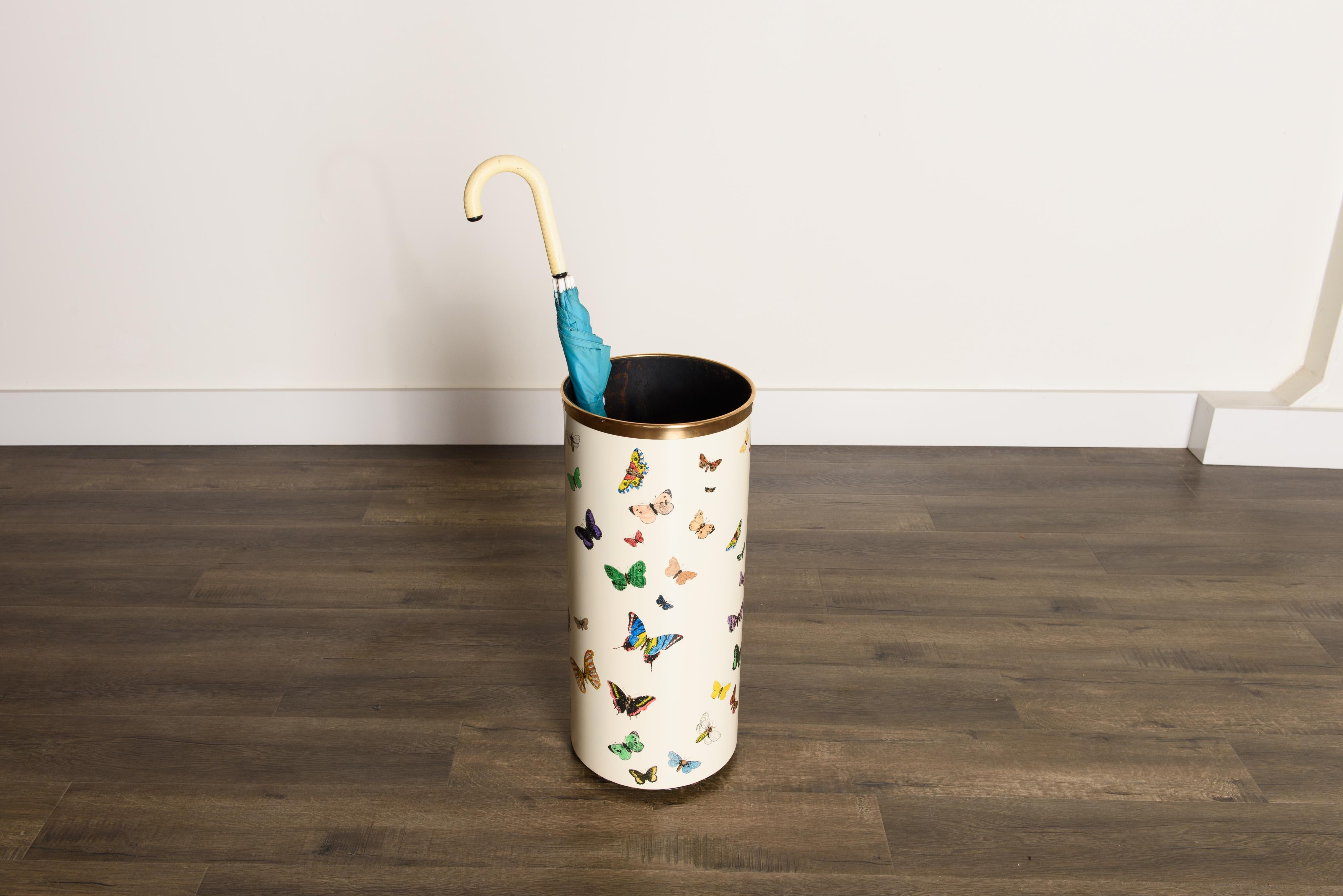 'Butterflies' Umbrella Stand by Piero Fornasetti, circa 1960s Italy, Signed In Excellent Condition In Los Angeles, CA