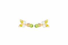 Butterfly 14k  gold earrings with peridot briolettes