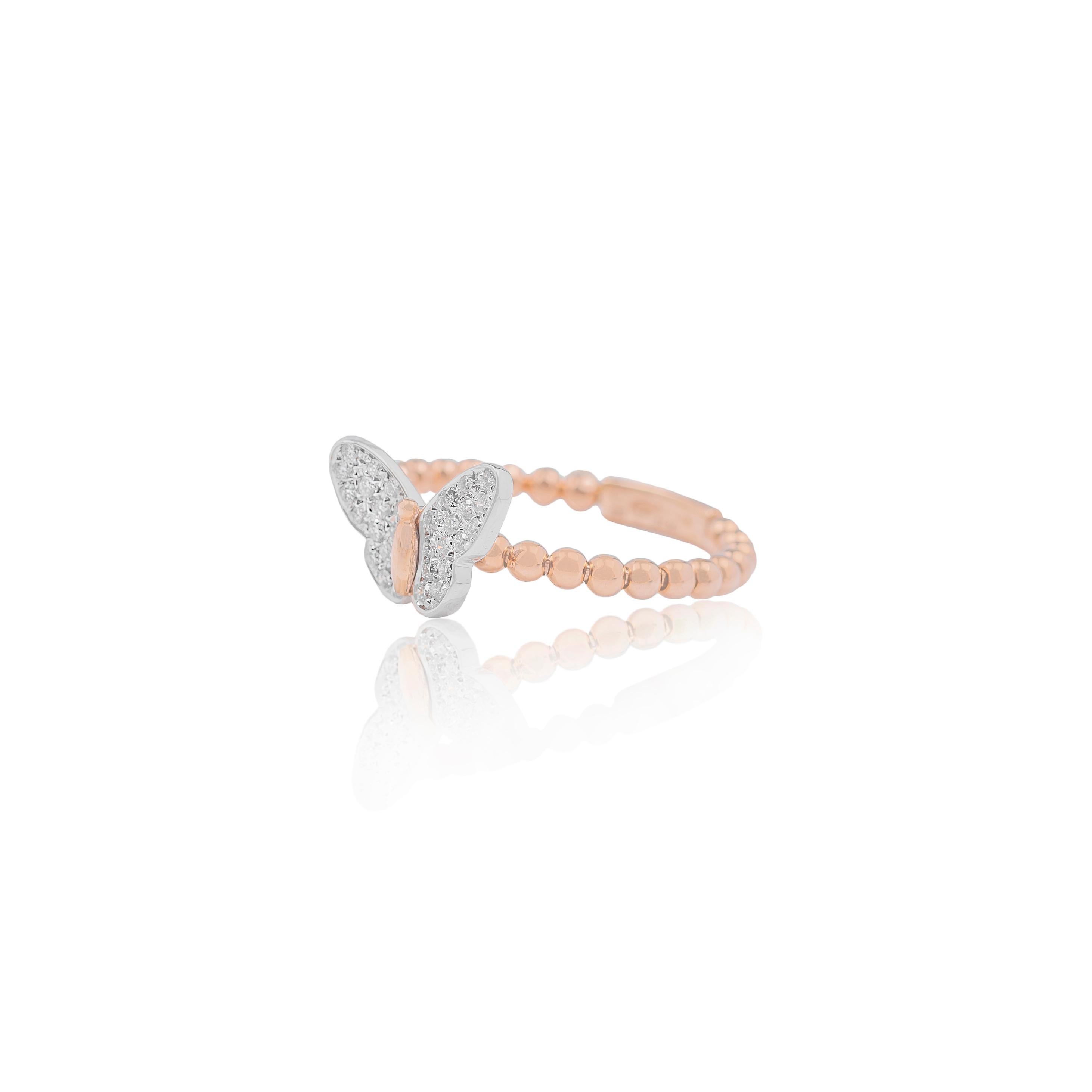 For Sale:  Butterfly 18k Rose and White Gold and Diamonds Modern Ring 2